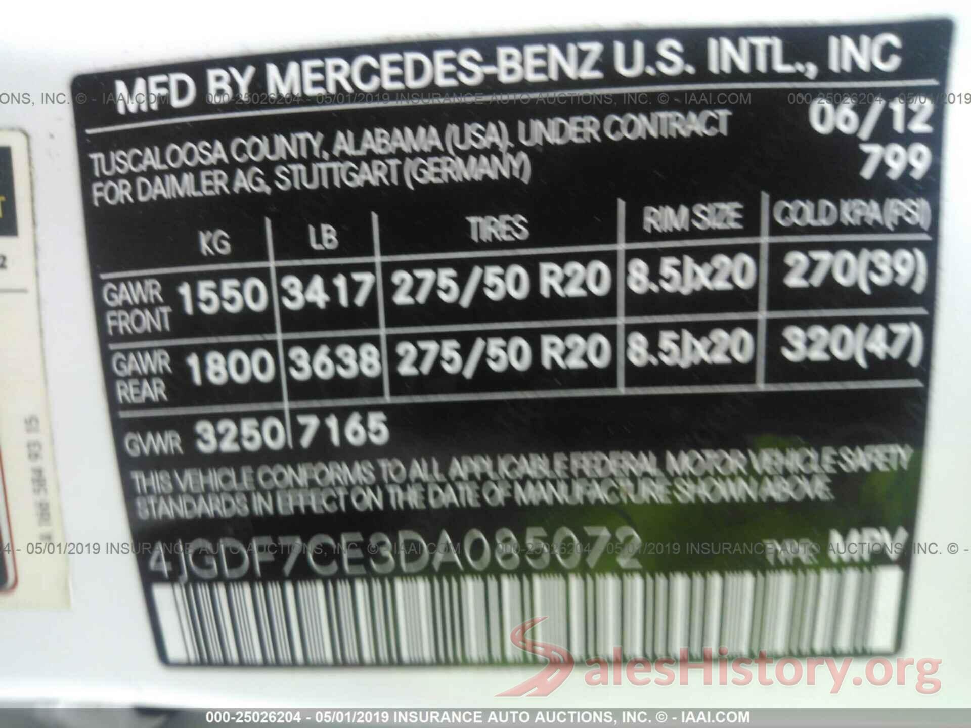 4JGDF7CE3DA085072 2013 MERCEDES-BENZ GL