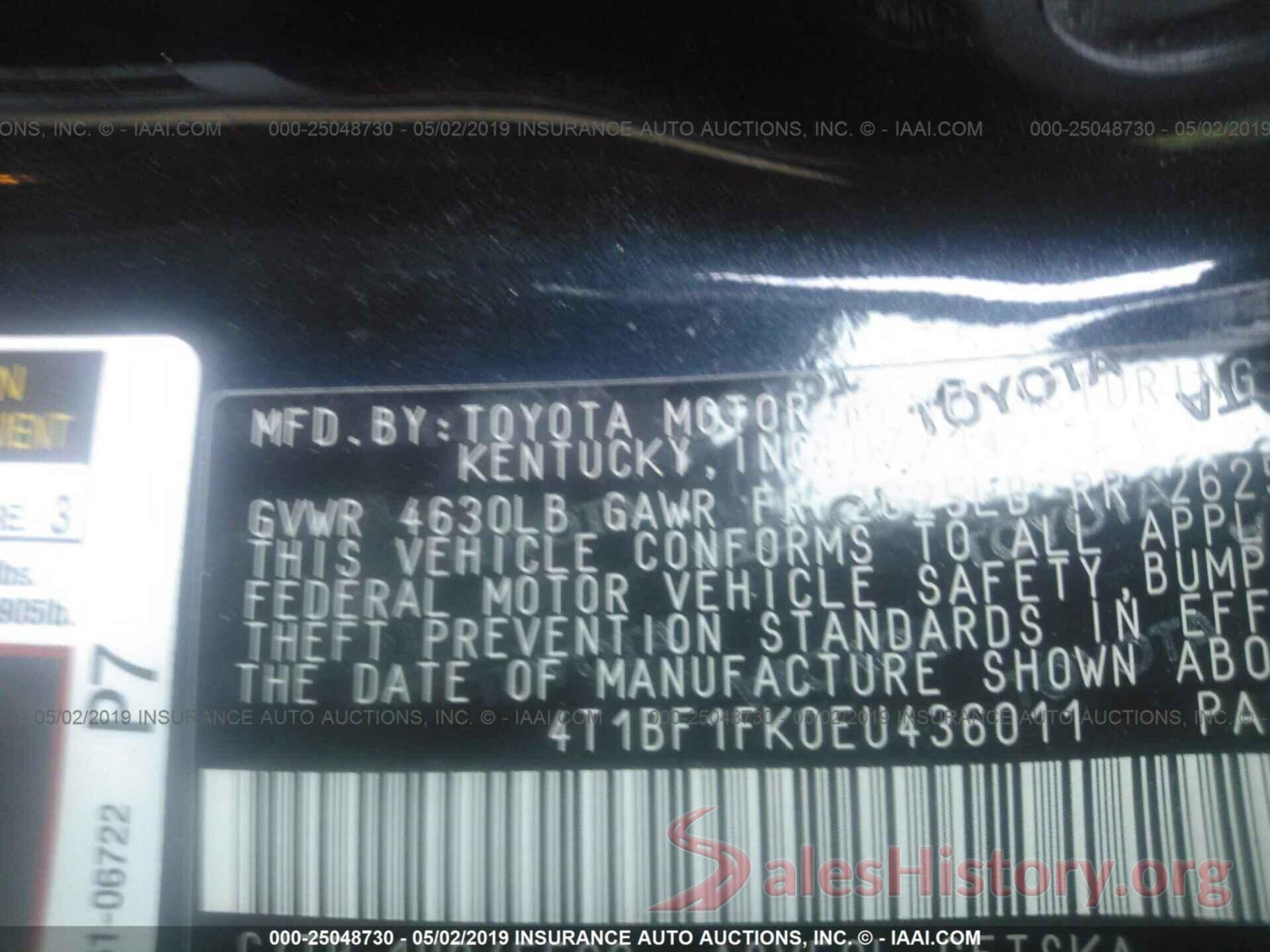 4T1BF1FK0EU436011 2014 TOYOTA CAMRY