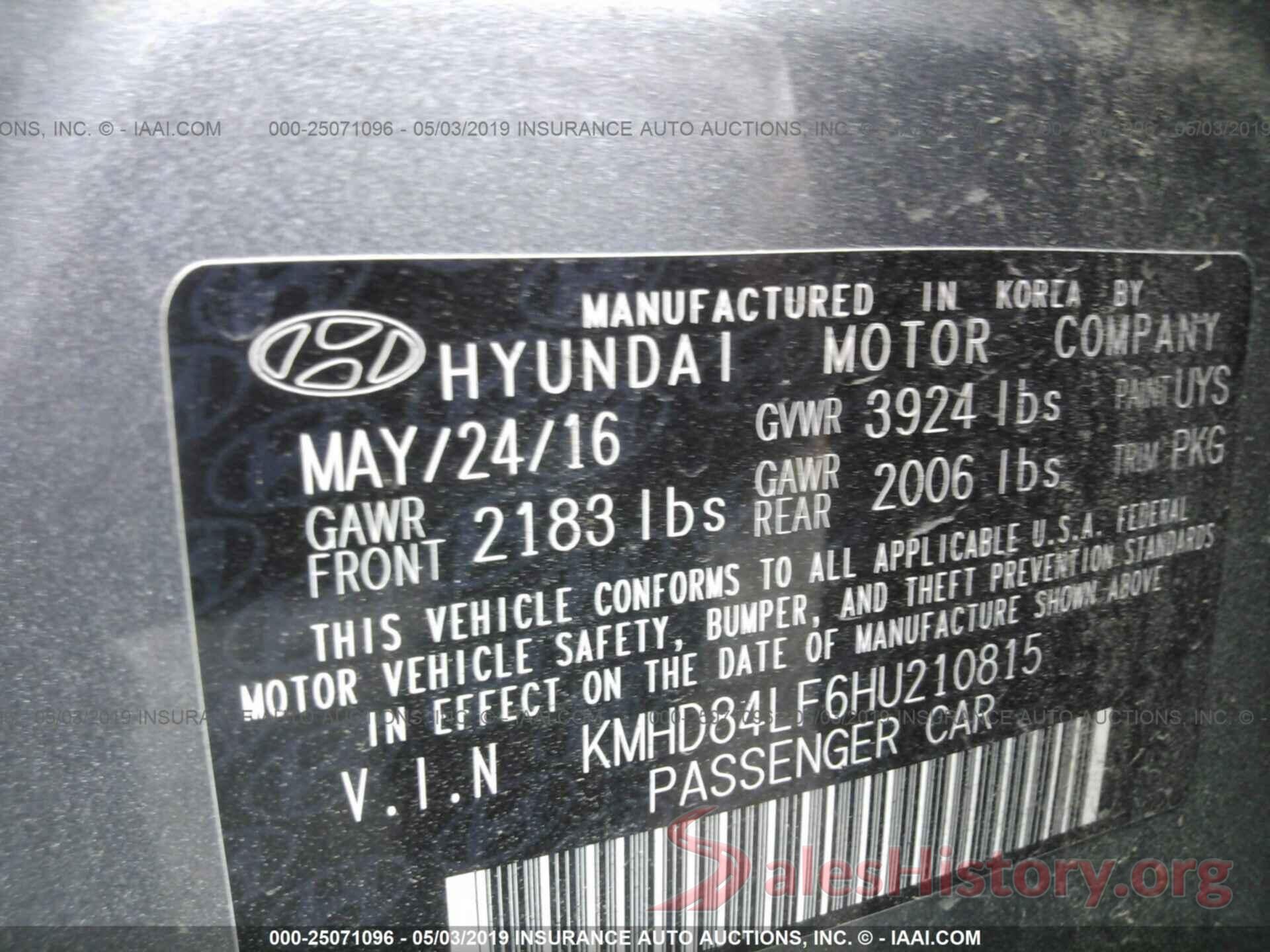 KMHD84LF6HU210815 2017 HYUNDAI ELANTRA