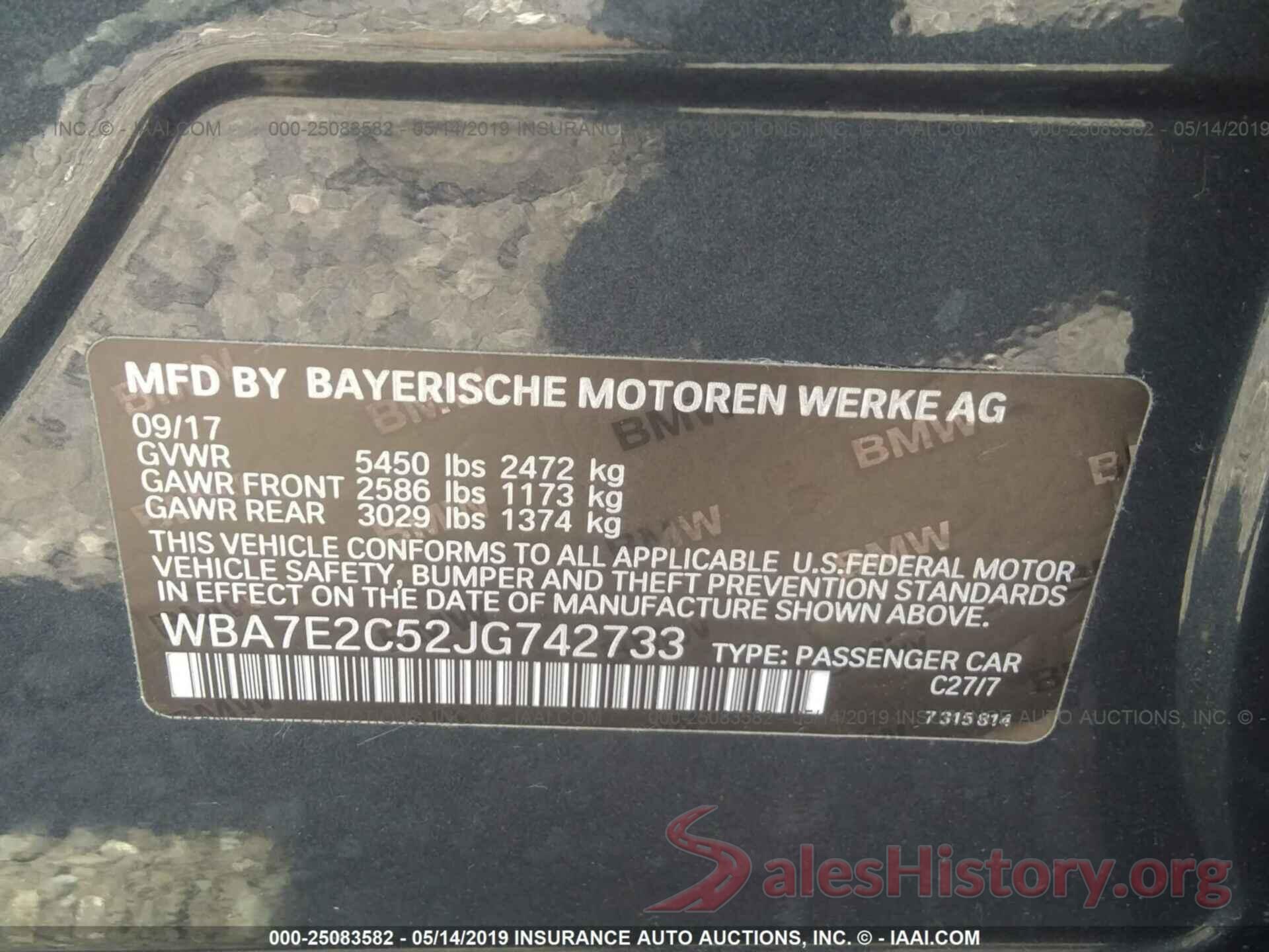 WBA7E2C52JG742733 2018 BMW 7 SERIES