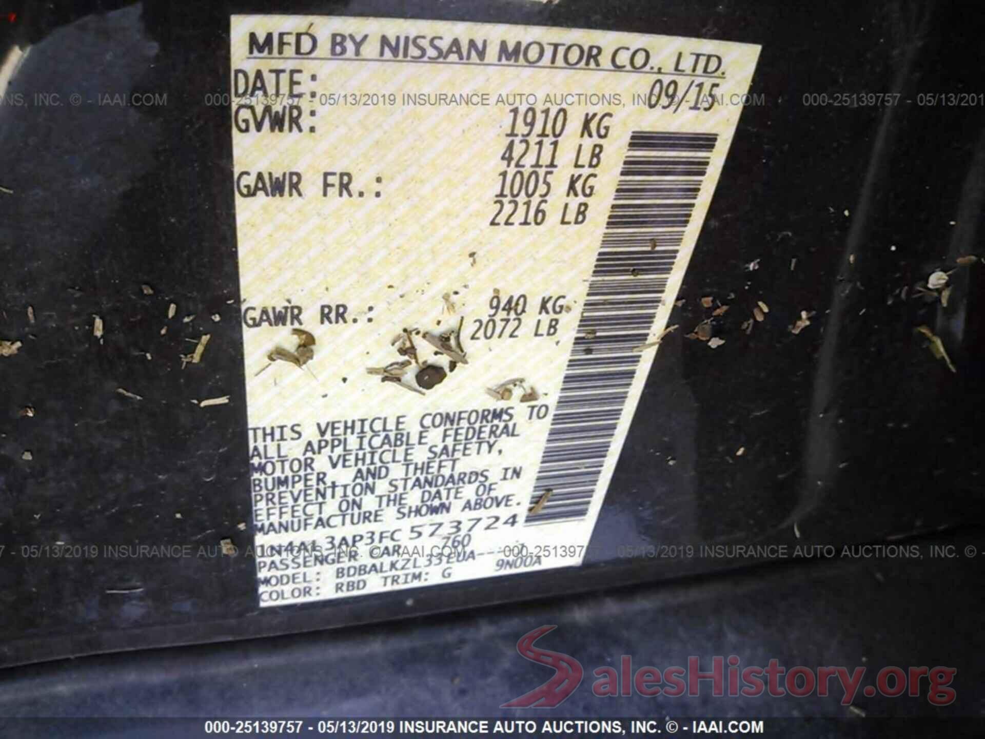 1N4AL3AP3FC573724 2015 NISSAN ALTIMA