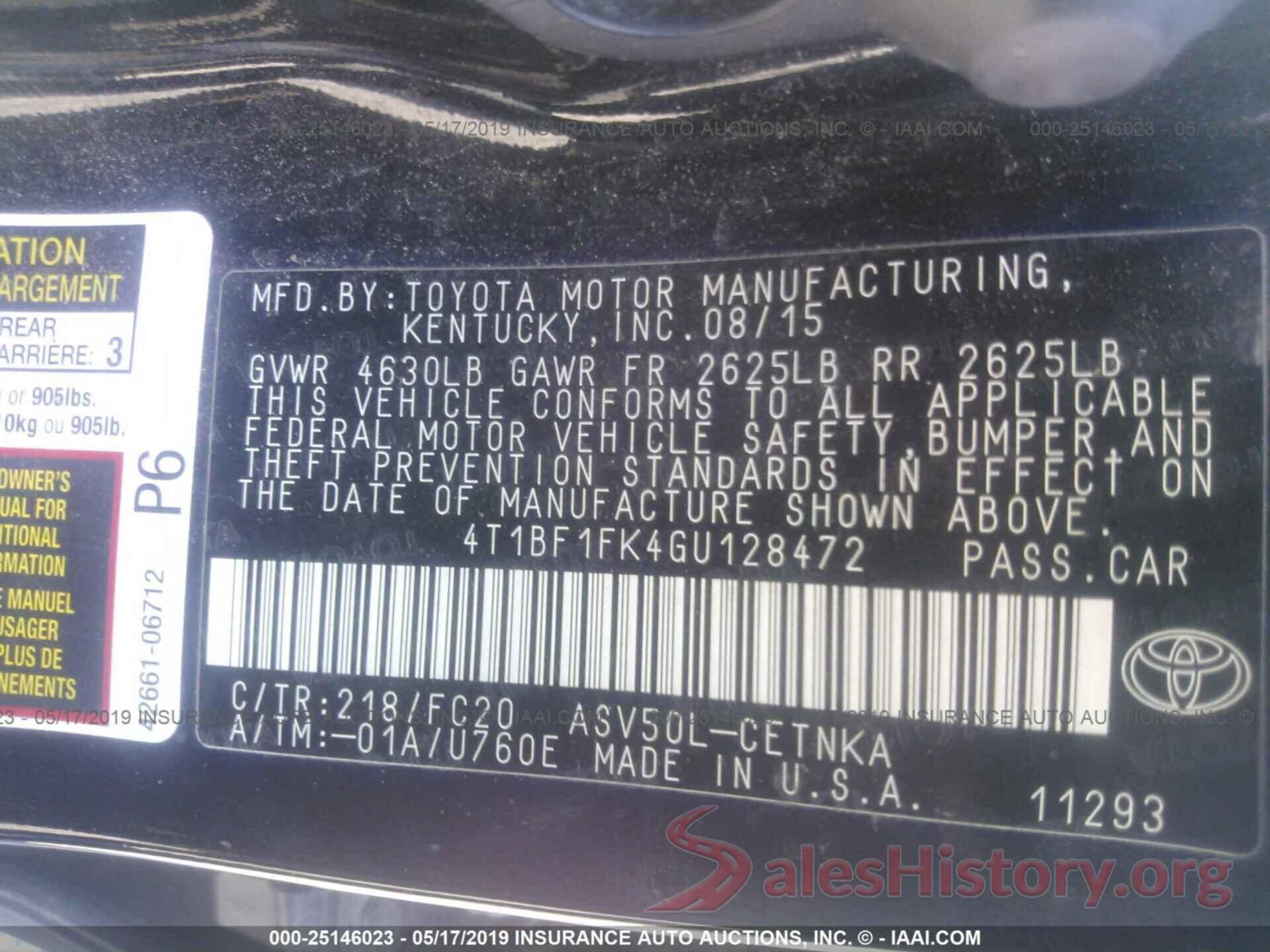 4T1BF1FK4GU128472 2016 TOYOTA CAMRY