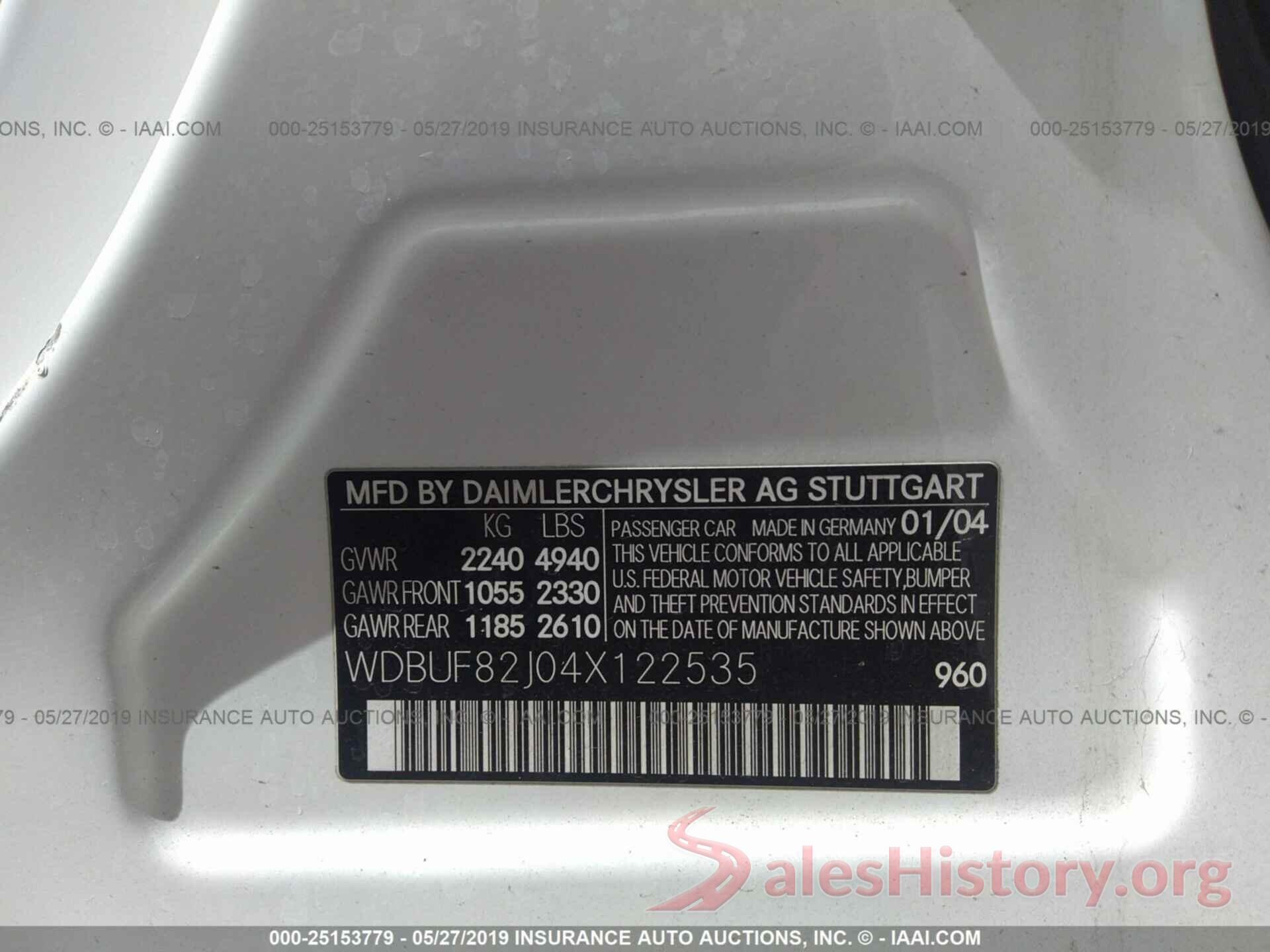 WDBUF82J04X122535 2004 MERCEDES-BENZ E