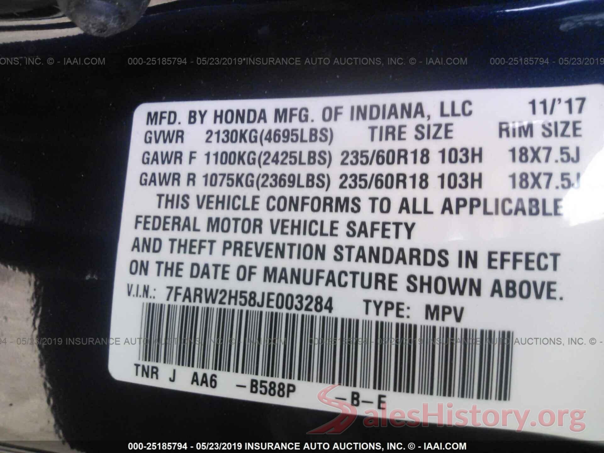 7FARW2H58JE003284 2018 HONDA CR-V