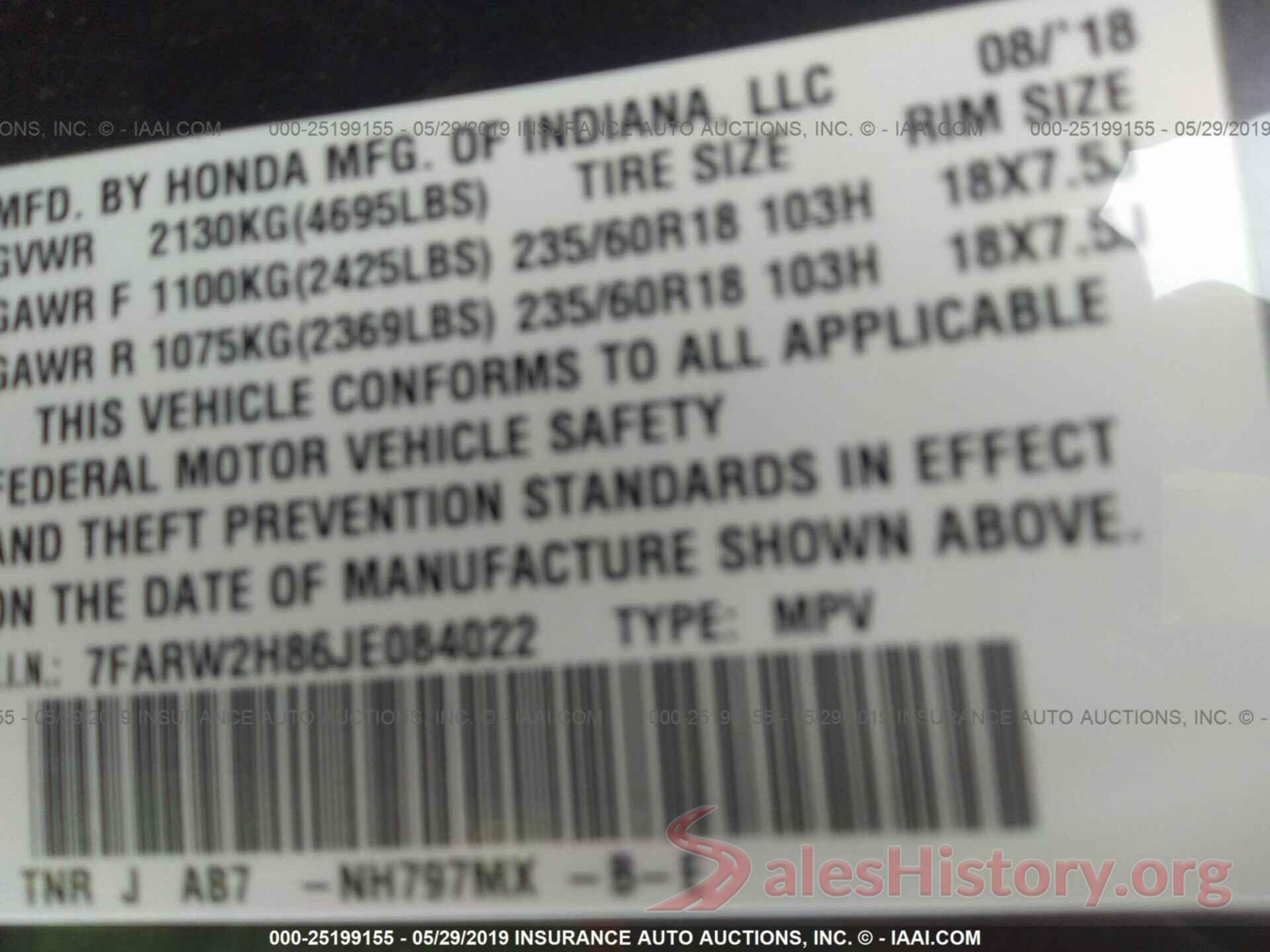 7FARW2H86JE084022 2018 HONDA CR-V