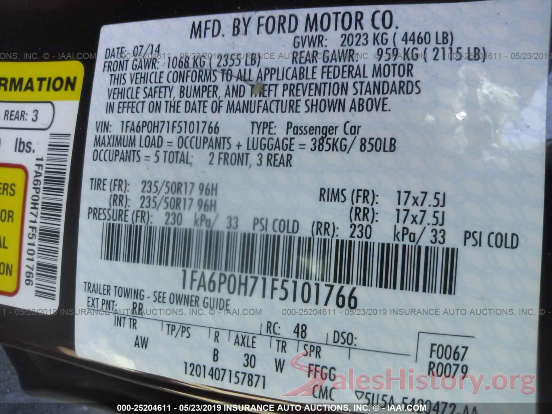 1FA6P0H71F5101766 2015 FORD FUSION