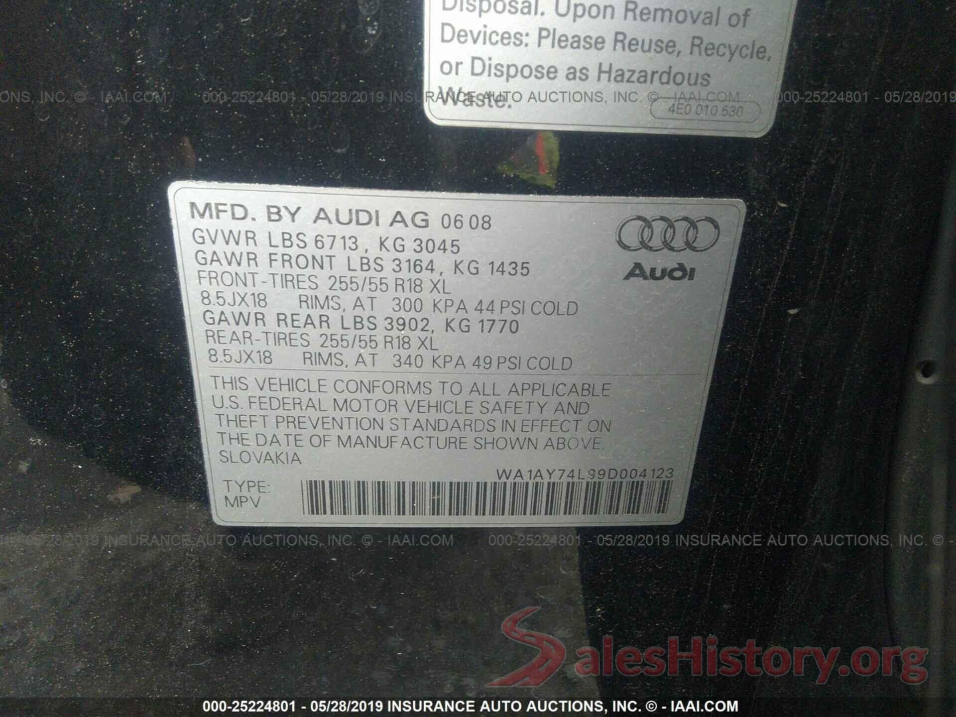 WA1AY74L99D004123 2009 AUDI Q7