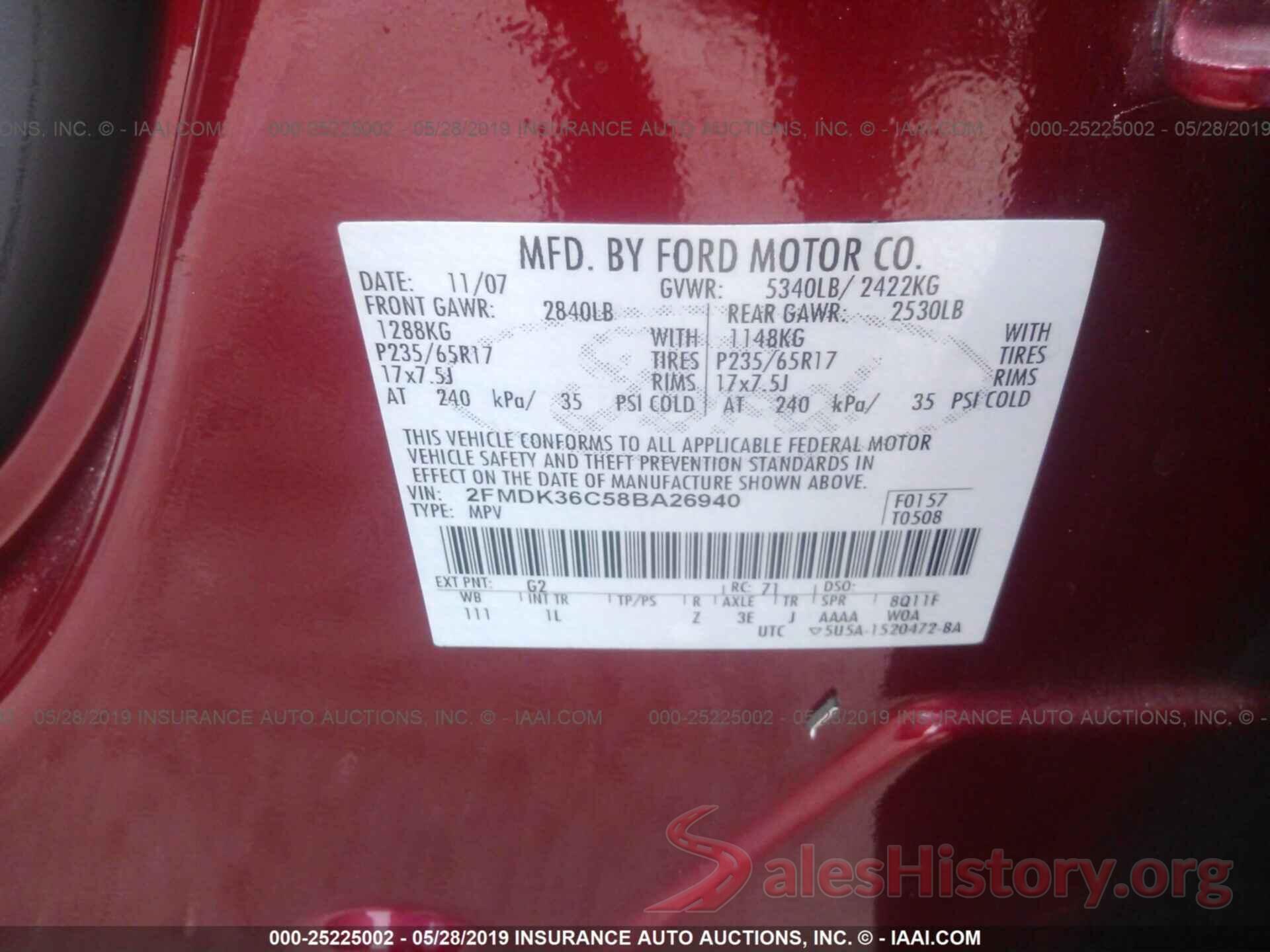 2FMDK36C58BA26940 2008 FORD EDGE