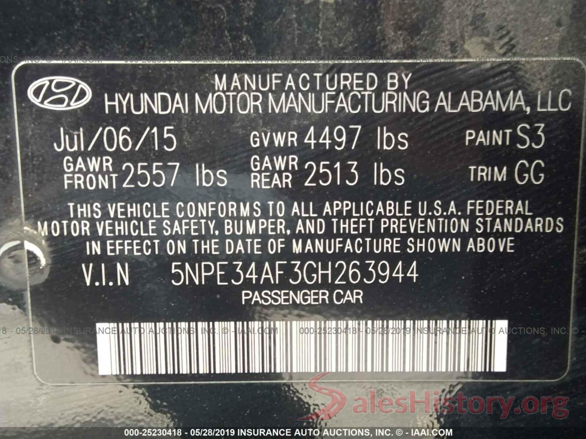 5NPE34AF3GH263944 2016 HYUNDAI SONATA