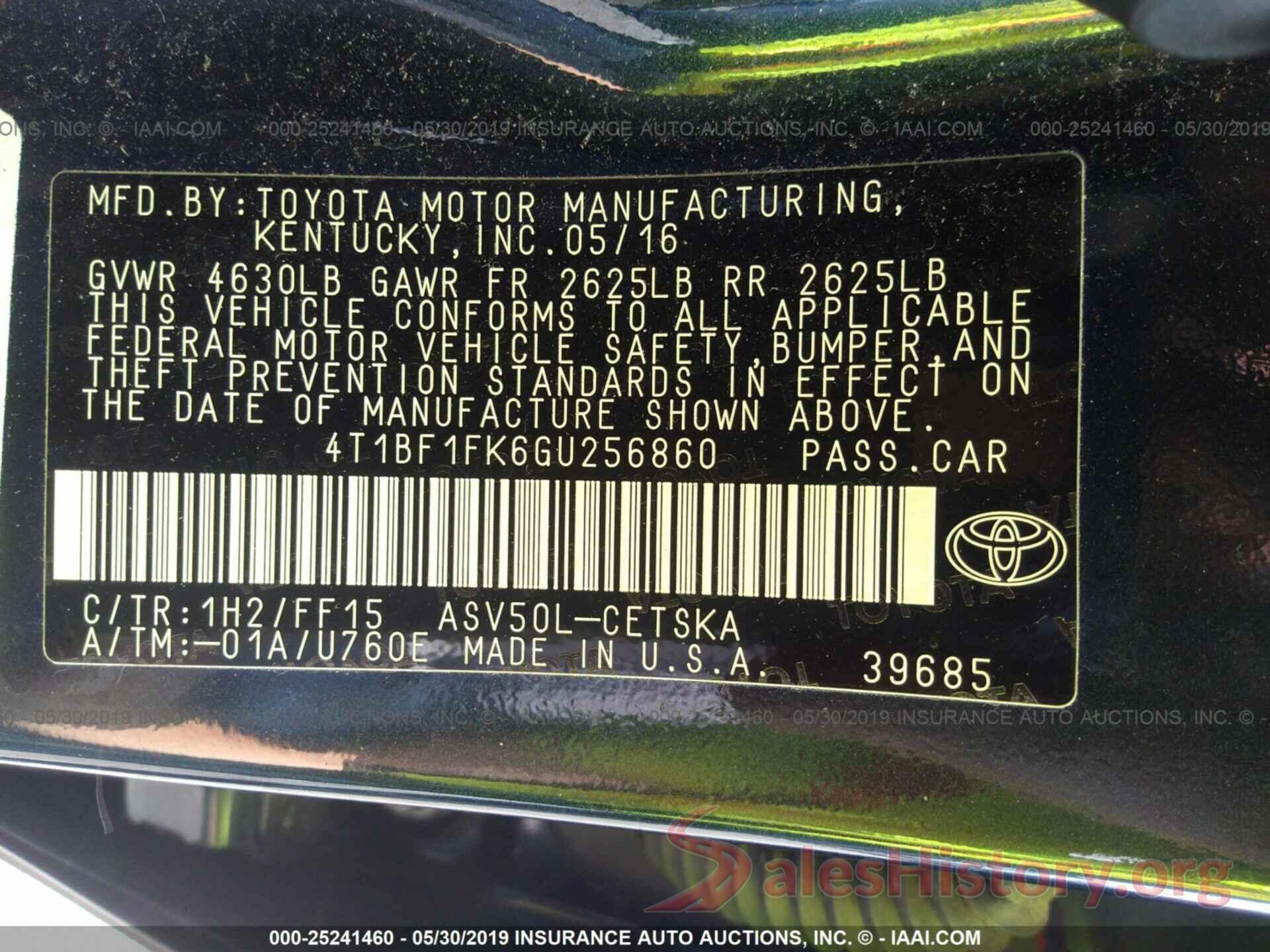 4T1BF1FK6GU256860 2016 TOYOTA CAMRY