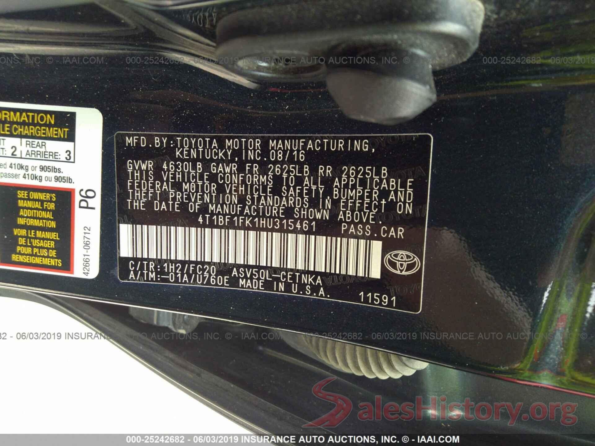 4T1BF1FK1HU315461 2017 TOYOTA CAMRY