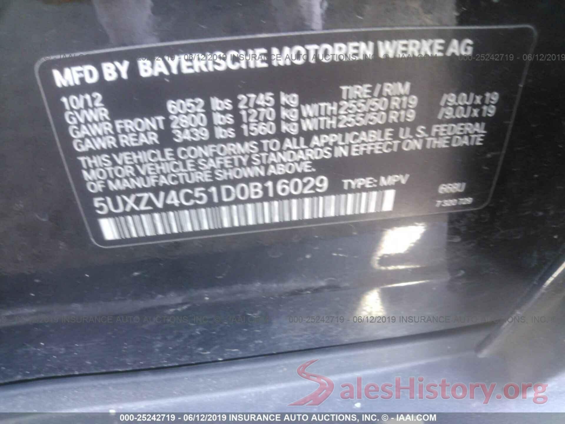 5UXZV4C51D0B16029 2013 BMW X5