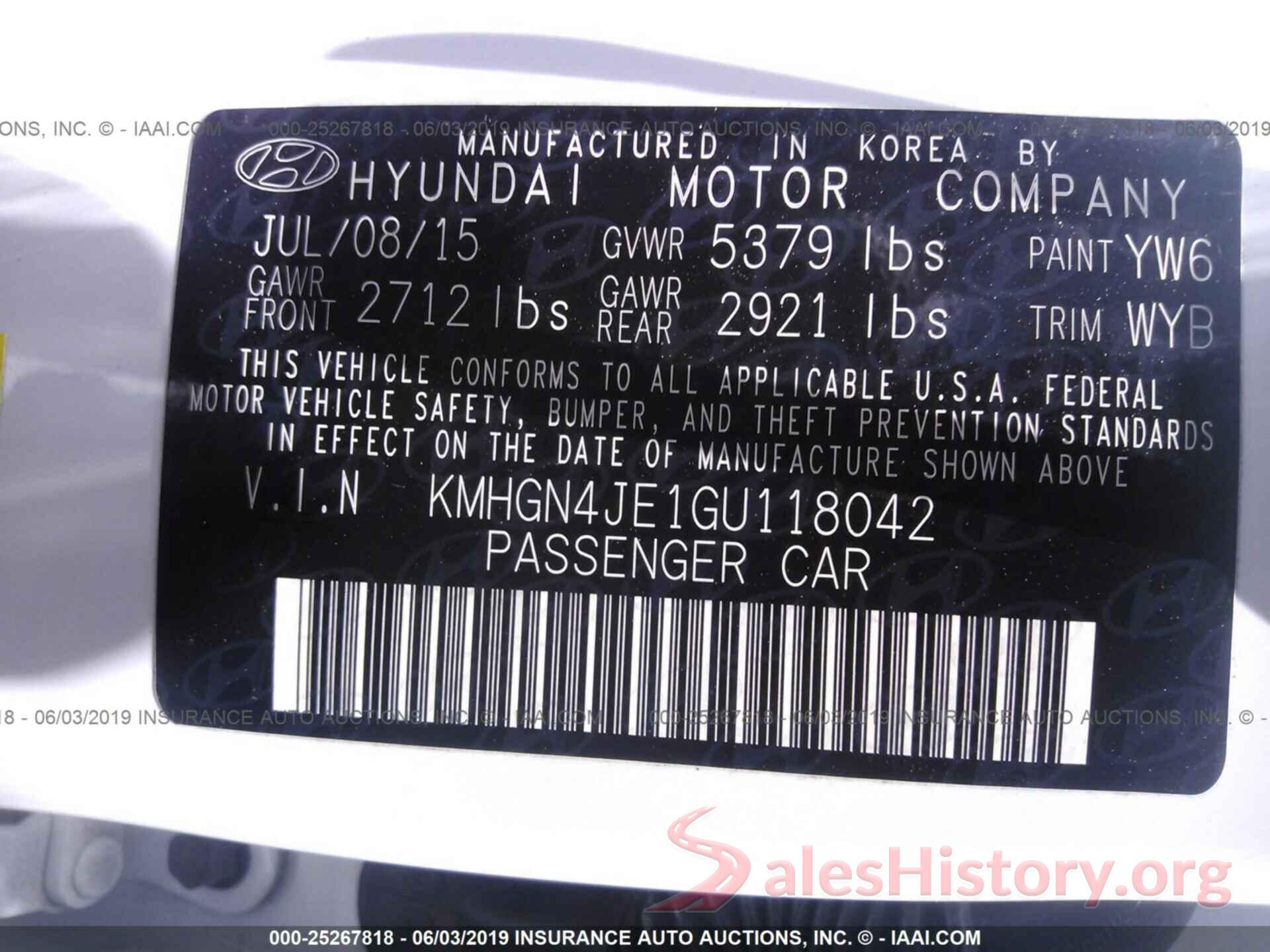 KMHGN4JE1GU118042 2016 HYUNDAI GENESIS