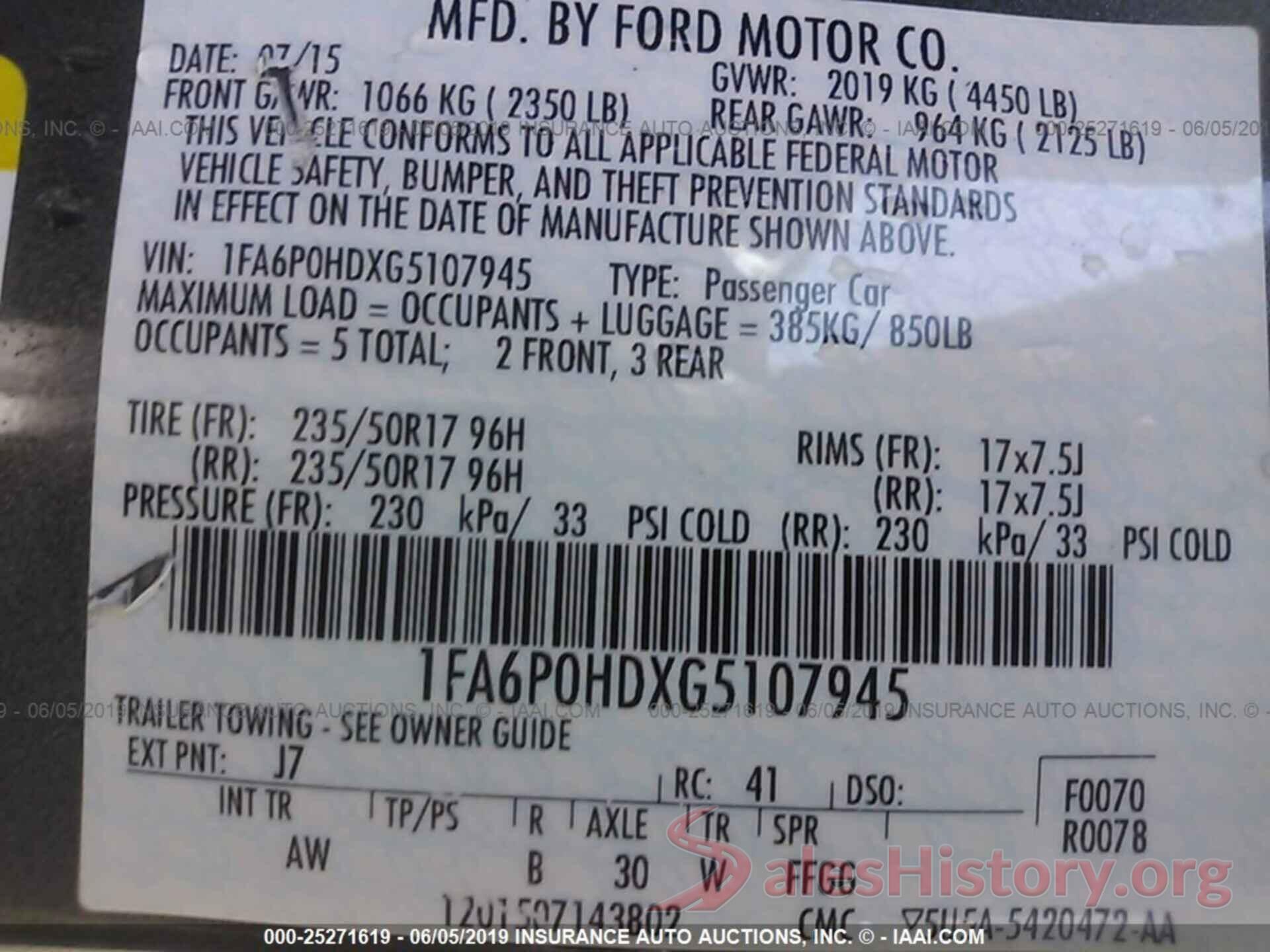 1FA6P0HDXG5107945 2016 FORD FUSION