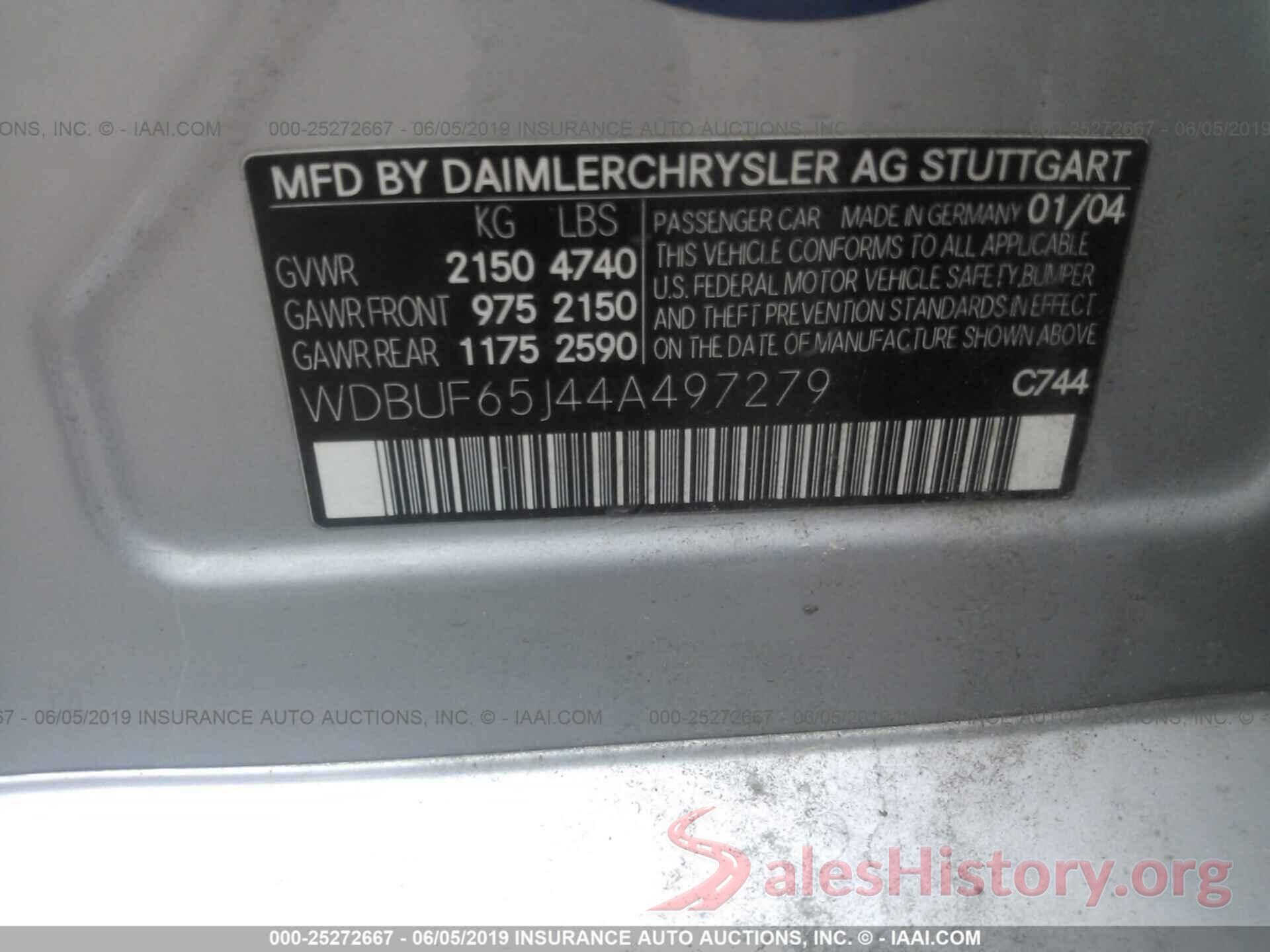 WDBUF65J44A497279 2004 MERCEDES-BENZ E