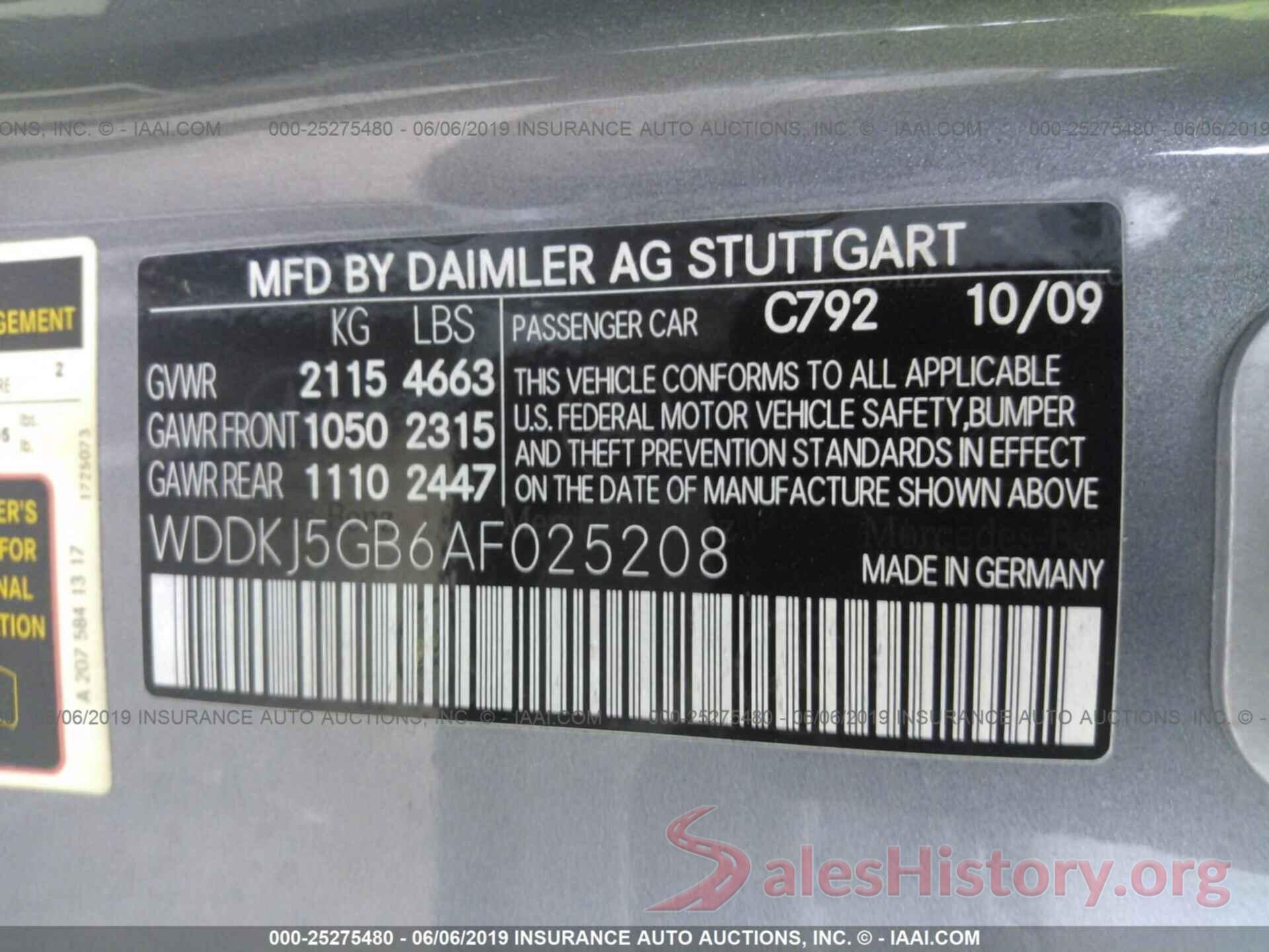 WDDKJ5GB6AF025208 2010 MERCEDES-BENZ E