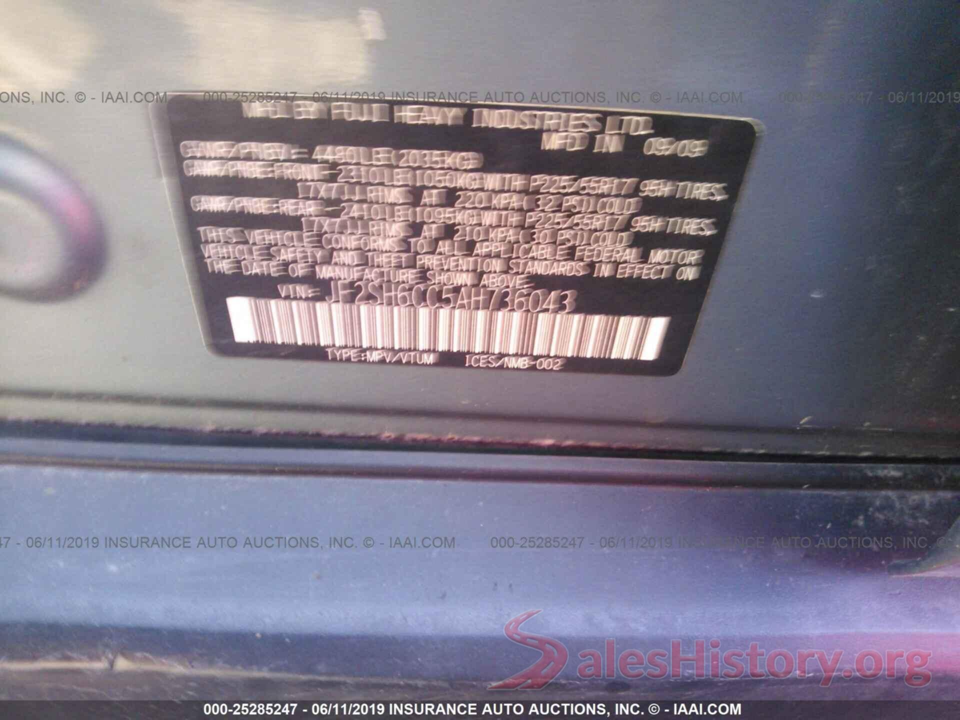 JF2SH6CC5AH736043 2010 SUBARU FORESTER