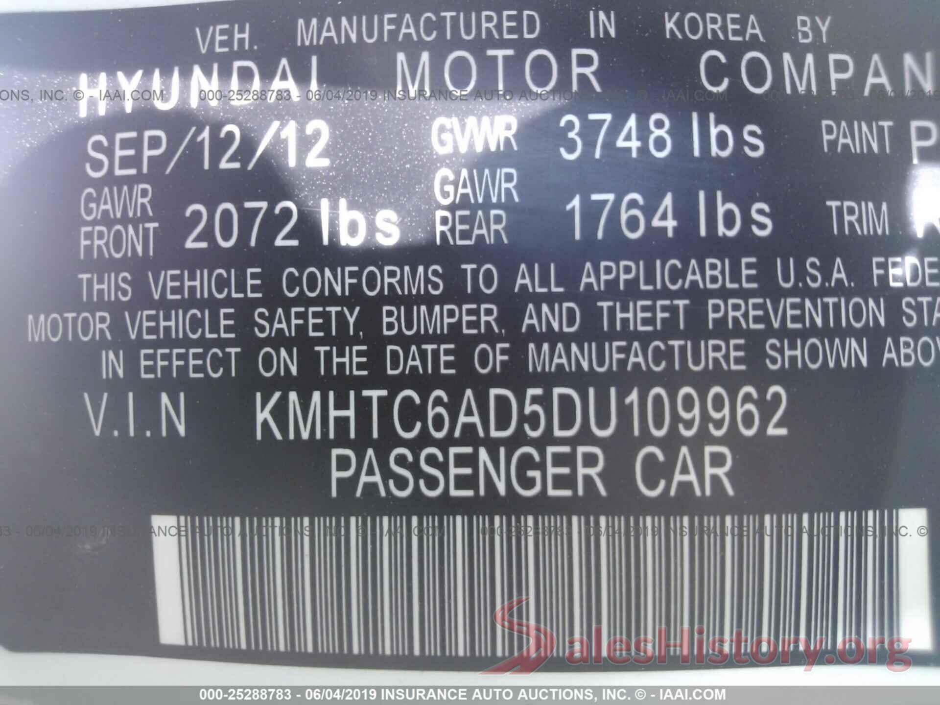 KMHTC6AD5DU109962 2013 HYUNDAI VELOSTER