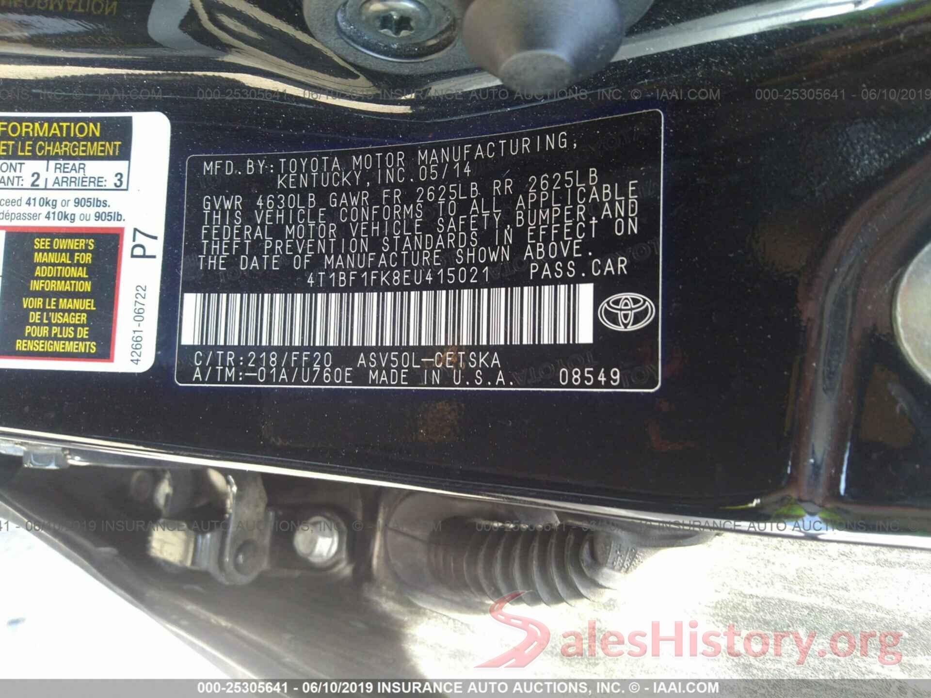 4T1BF1FK8EU415021 2014 TOYOTA CAMRY