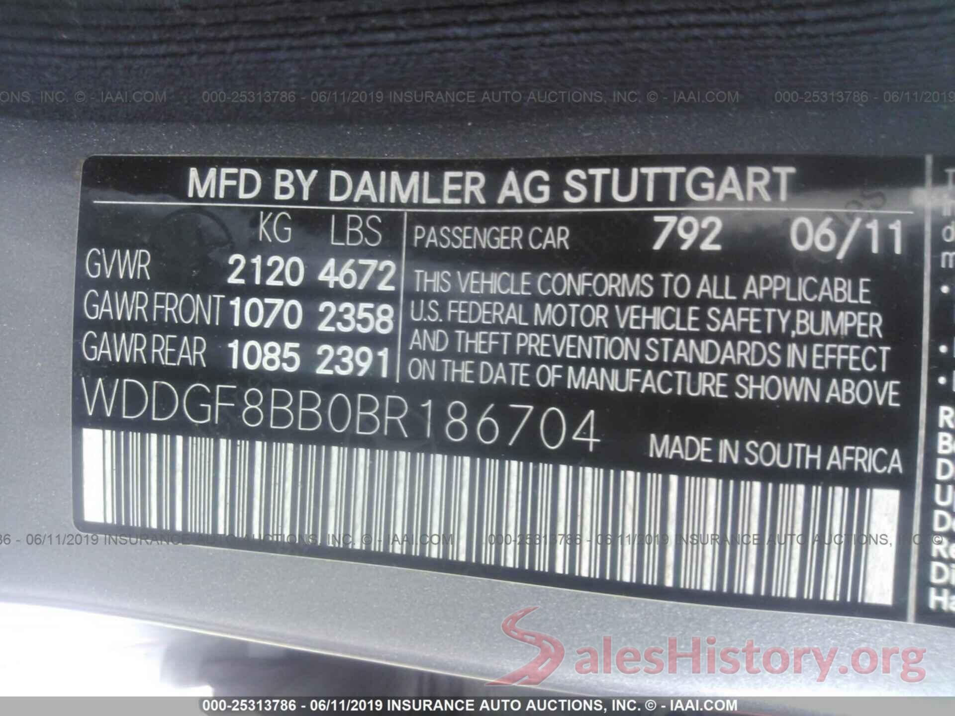 WDDGF8BB0BR186704 2011 MERCEDES-BENZ C