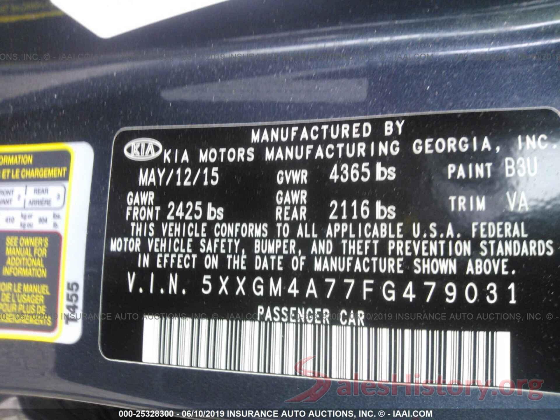 5XXGM4A77FG479031 2015 KIA OPTIMA