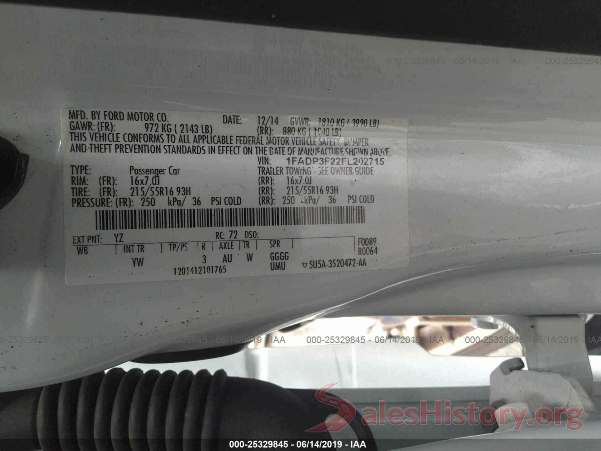 1FADP3F22FL202715 2015 FORD FOCUS