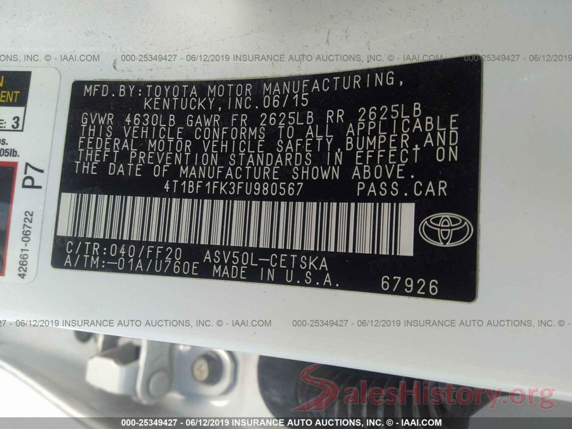 4T1BF1FK3FU980567 2015 TOYOTA CAMRY