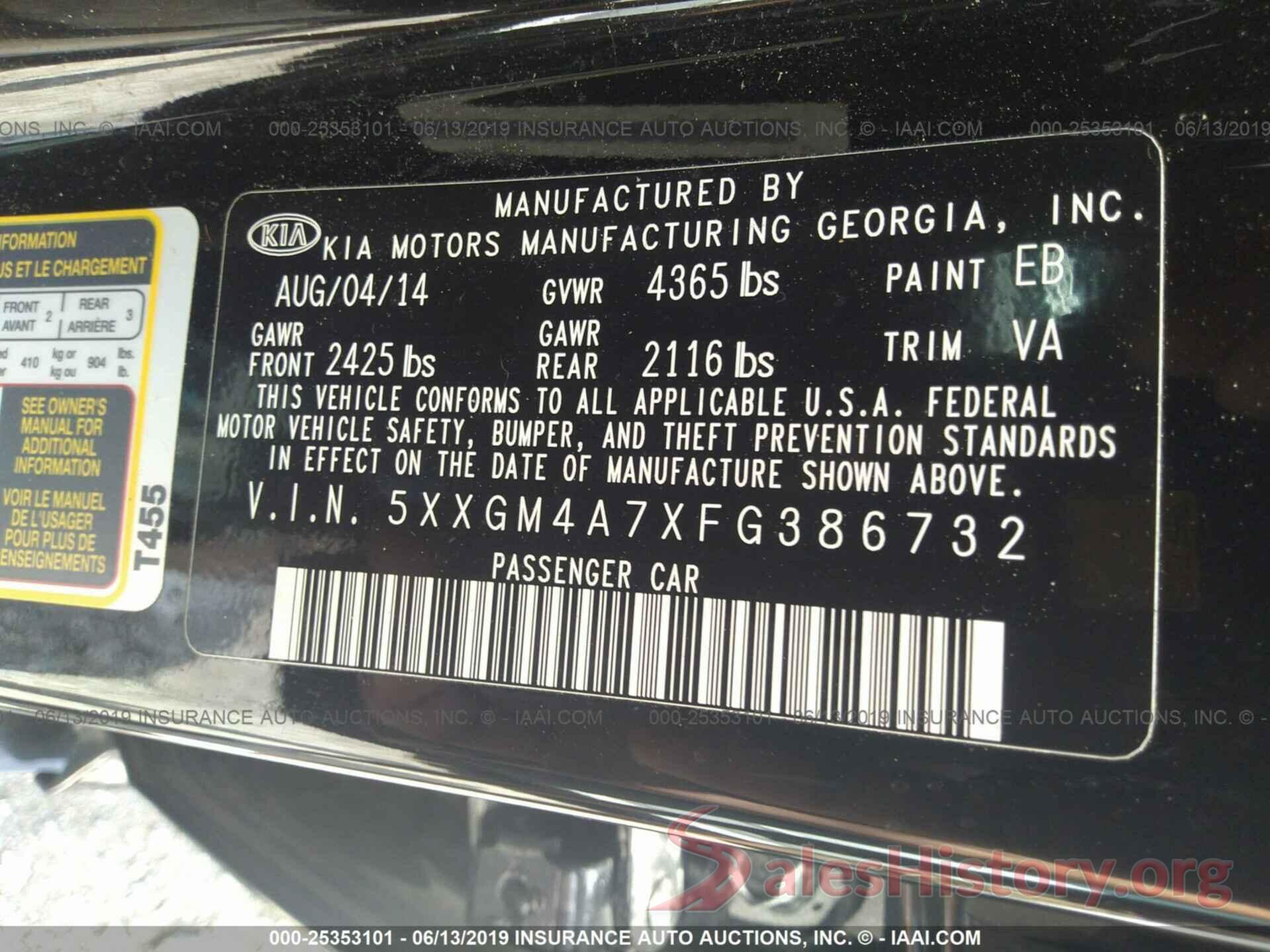 5XXGM4A7XFG386732 2015 KIA OPTIMA