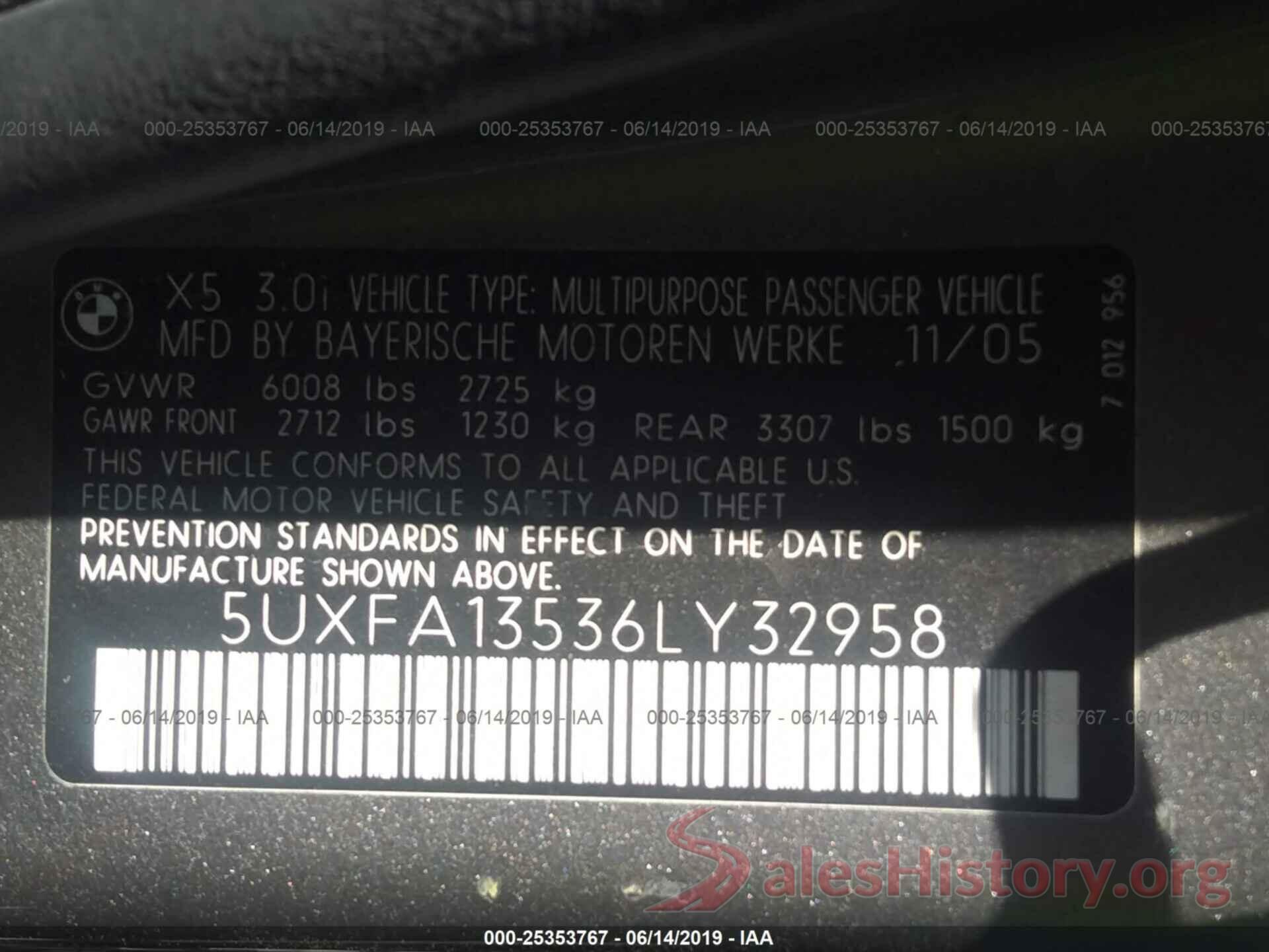 5UXFA13536LY32958 2006 BMW X5