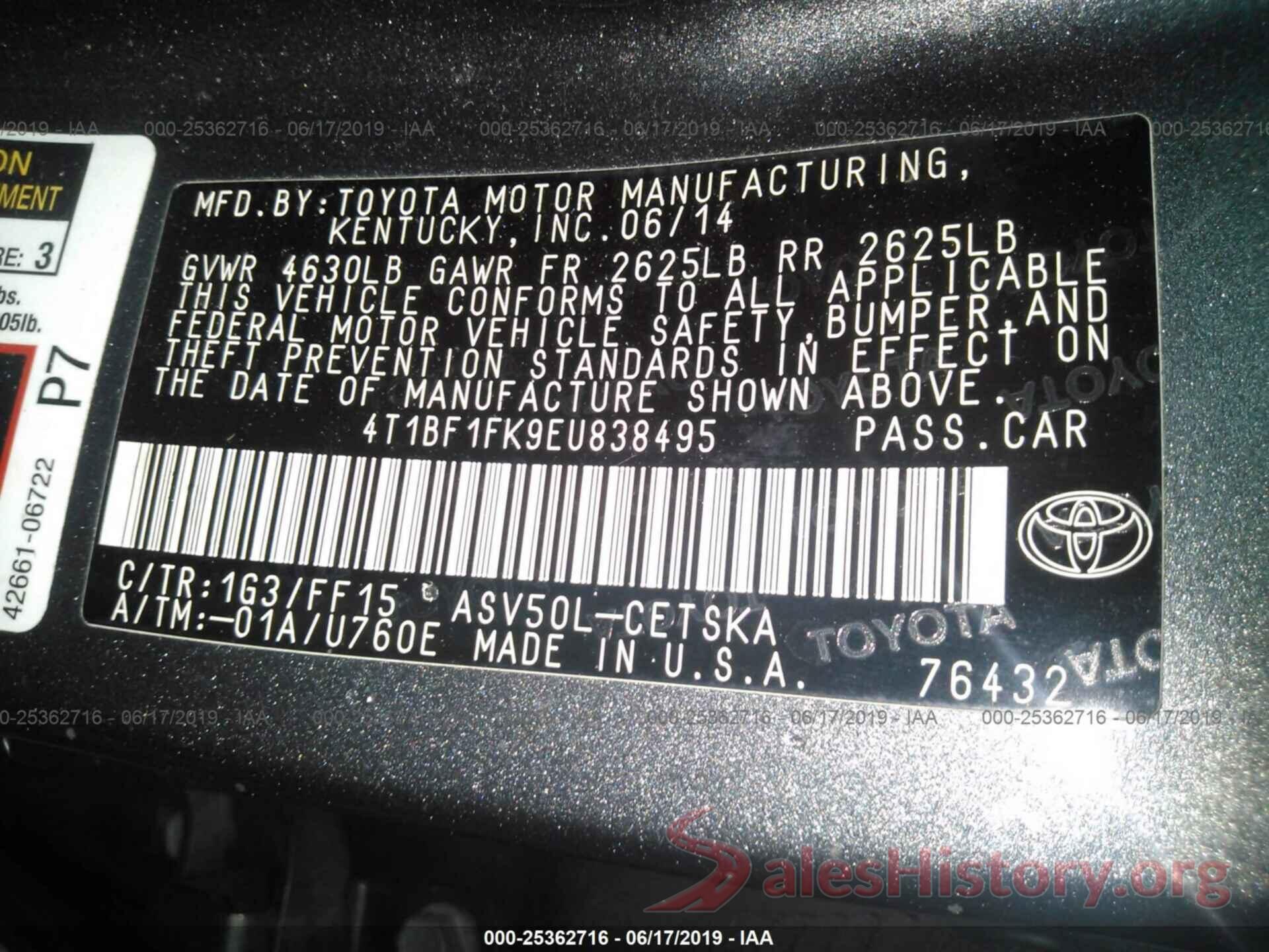 4T1BF1FK9EU838495 2014 TOYOTA CAMRY