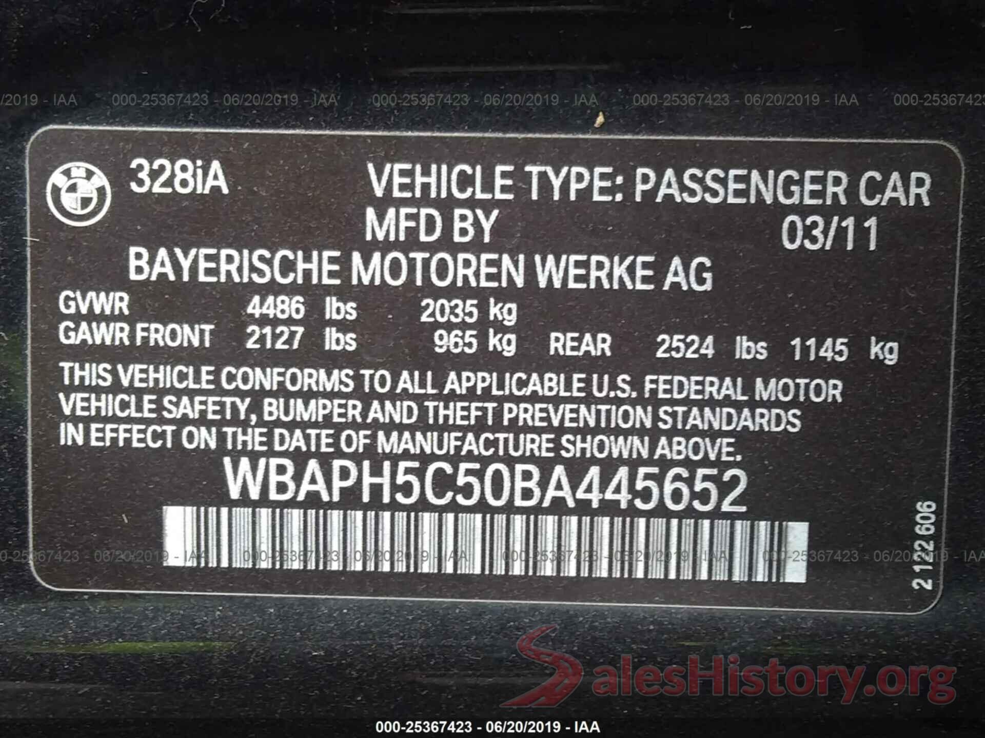 WBAPH5C50BA445652 2011 BMW 328