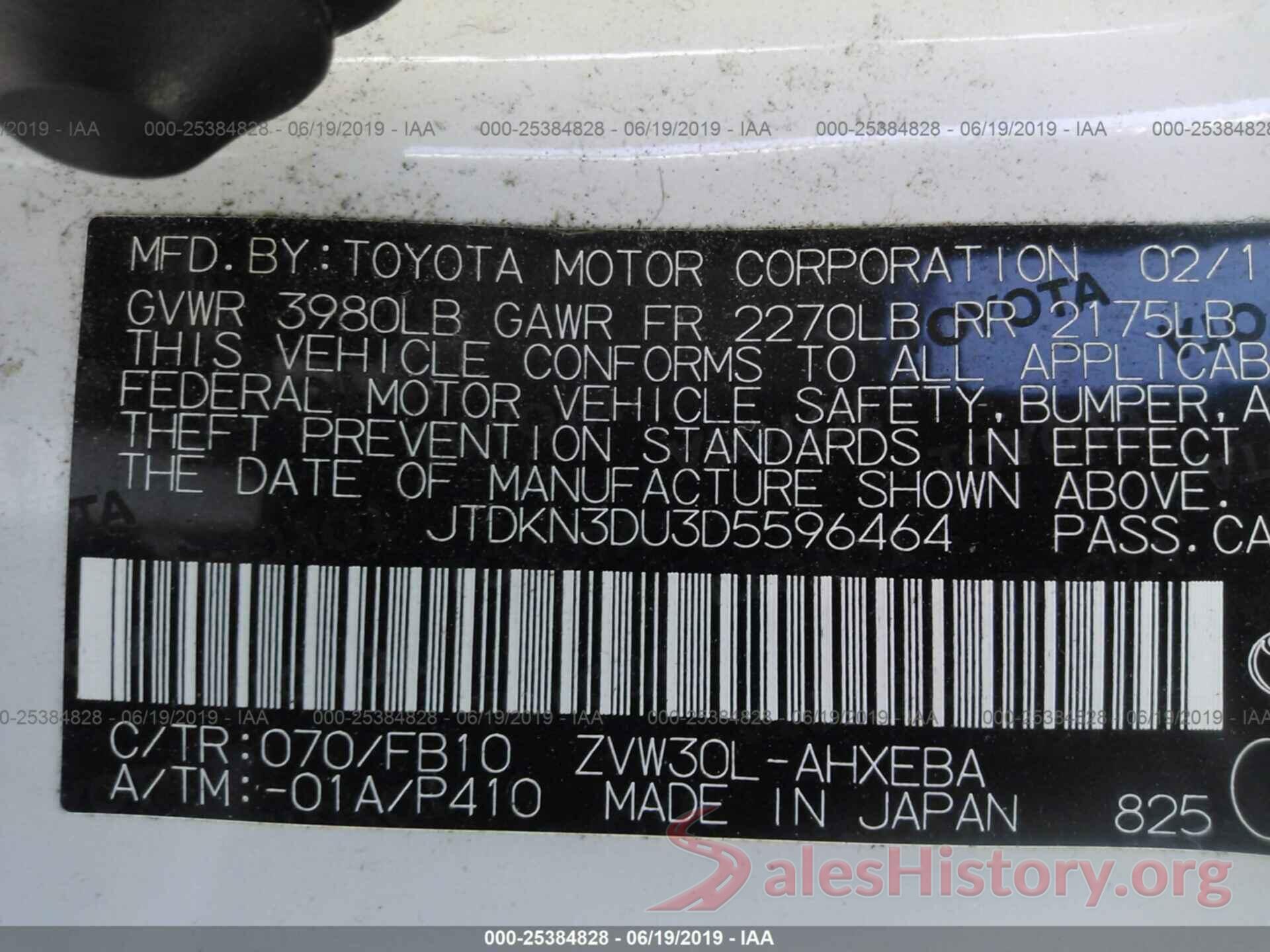 JTDKN3DU3D5596464 2013 TOYOTA PRIUS