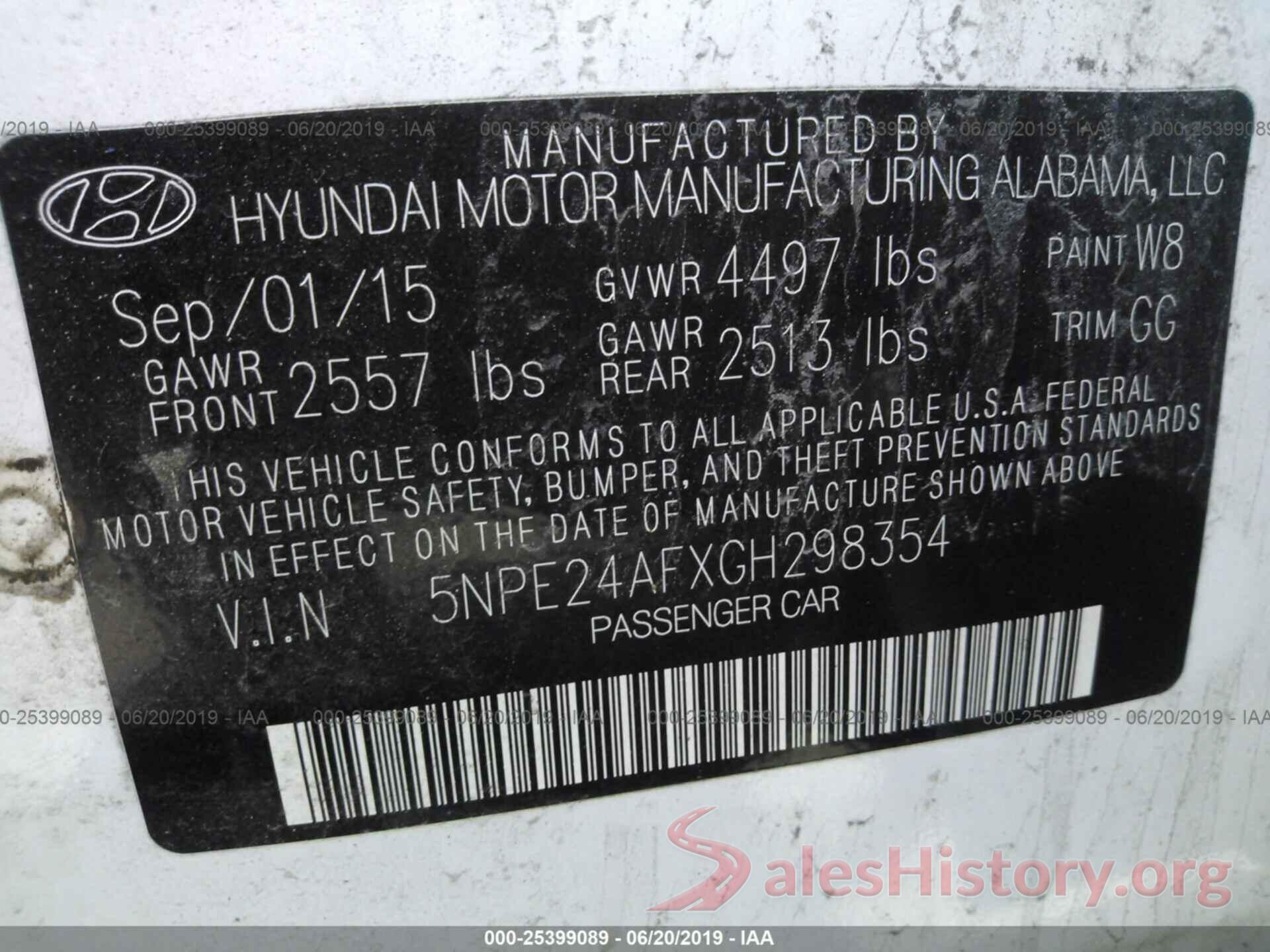 5NPE24AFXGH298354 2016 HYUNDAI SONATA