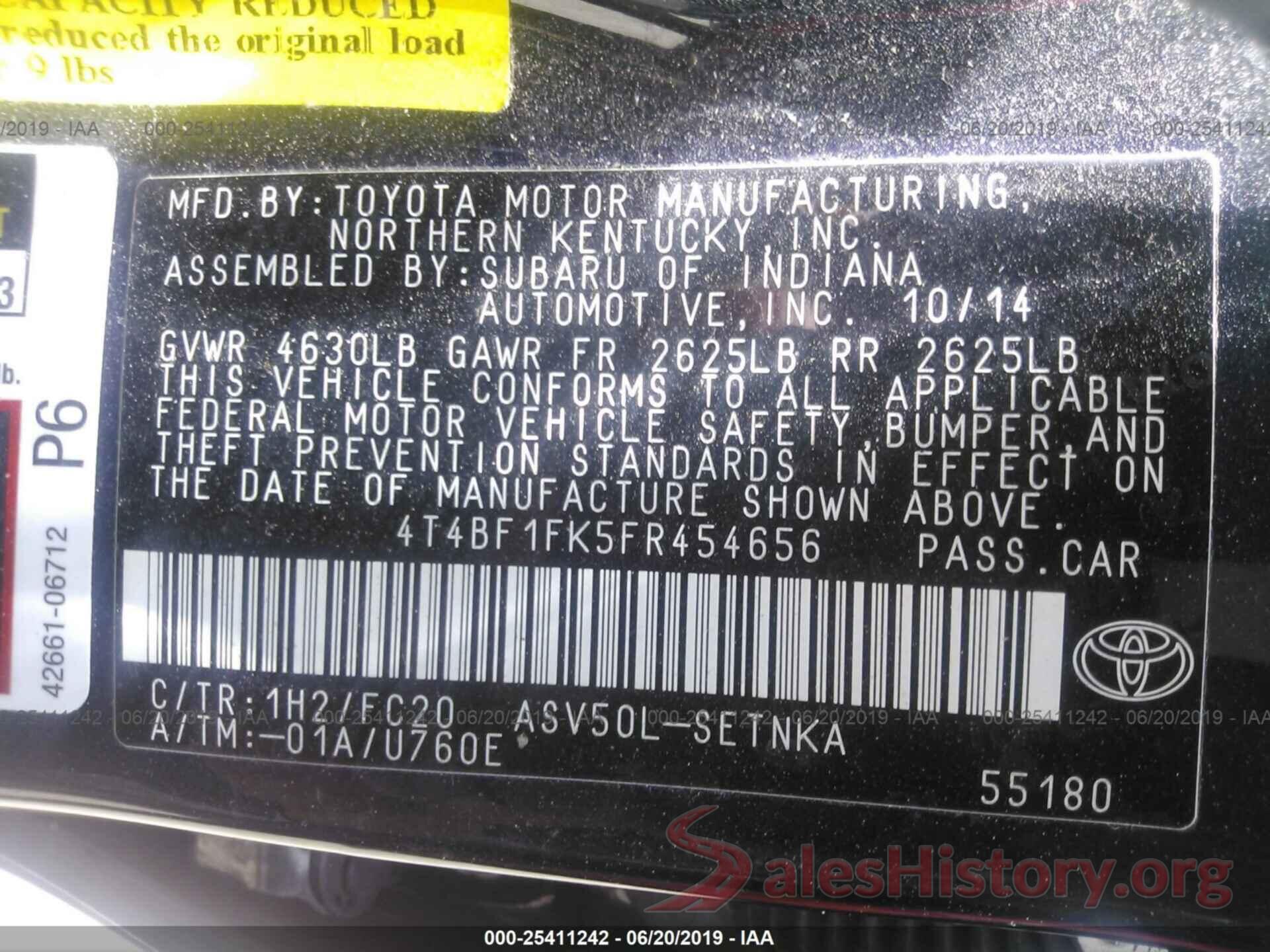 4T4BF1FK5FR454656 2015 TOYOTA CAMRY