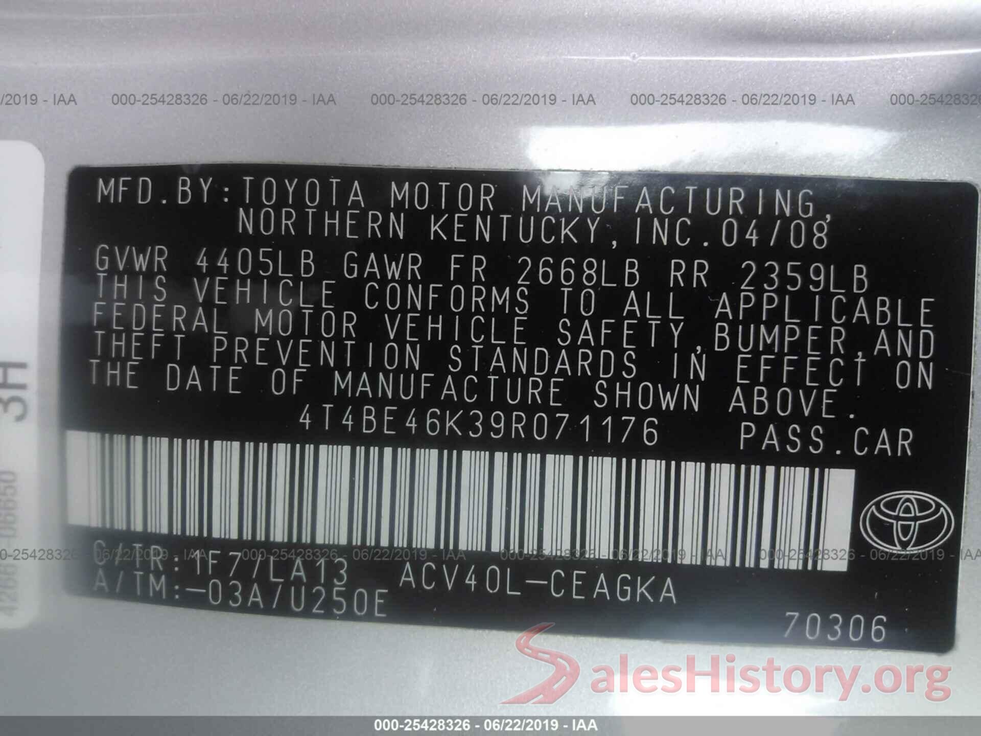 4T4BE46K39R071176 2009 TOYOTA CAMRY