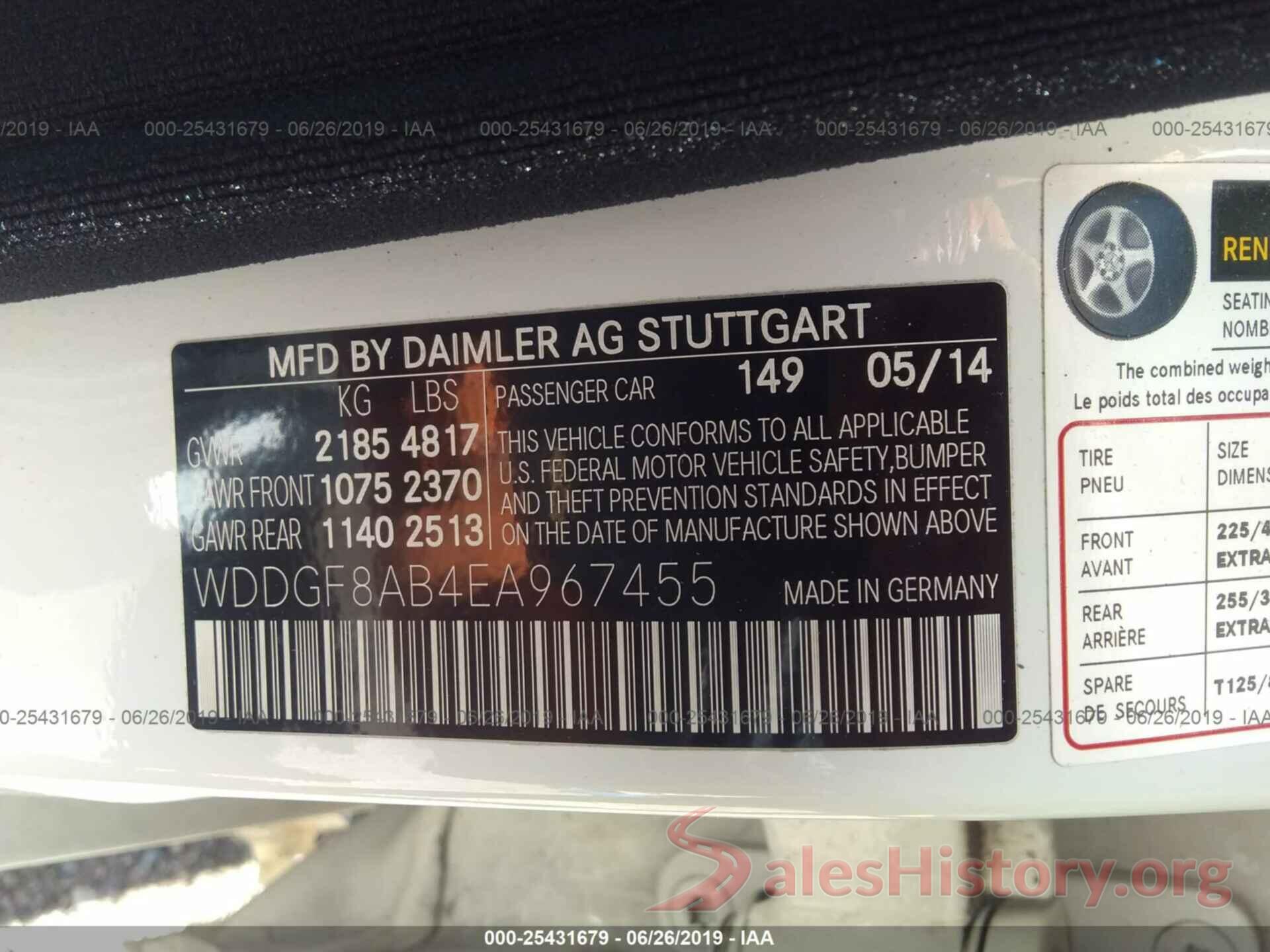 WDDGF8AB4EA967455 2014 MERCEDES-BENZ C