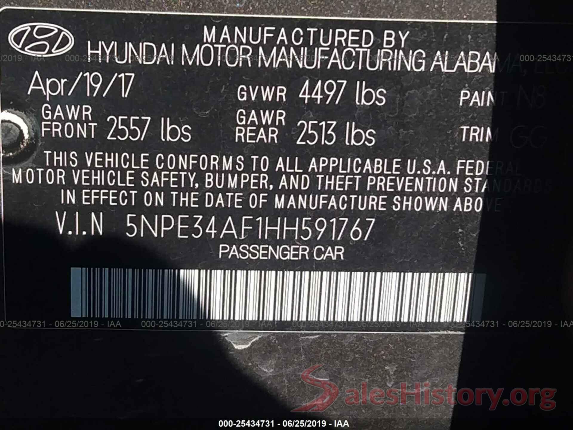 5NPE34AF1HH591767 2017 HYUNDAI SONATA