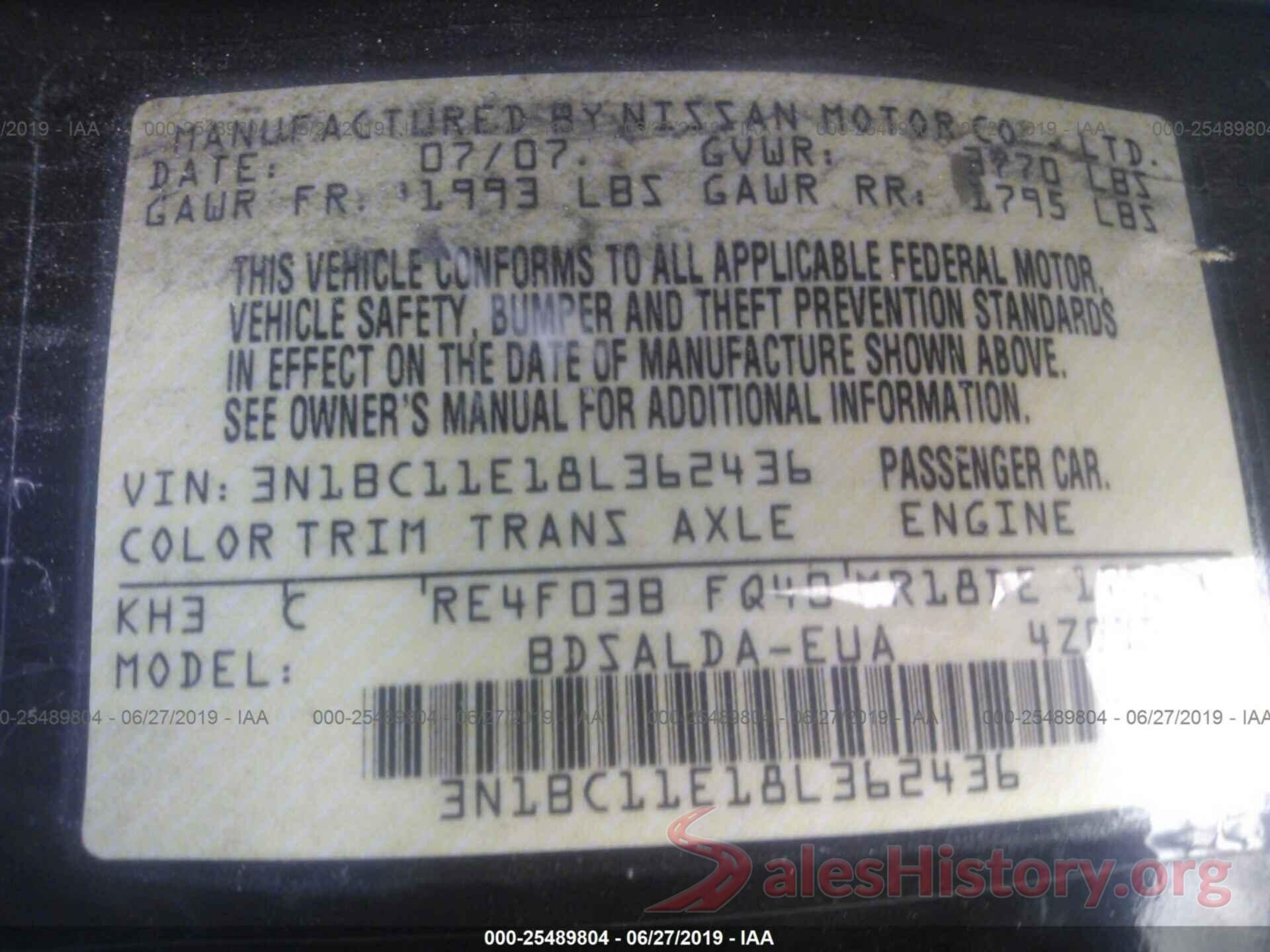 3N1BC11E18L362436 2008 NISSAN VERSA