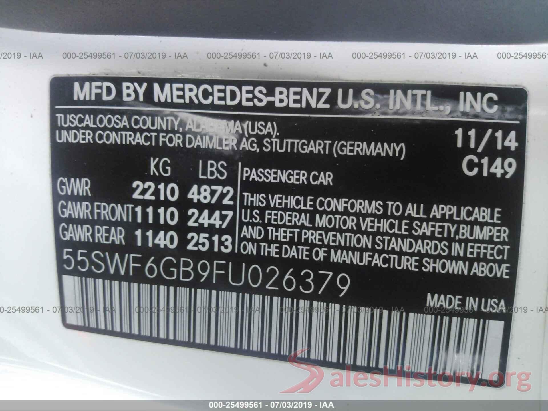 55SWF6GB9FU026379 2015 MERCEDES-BENZ C