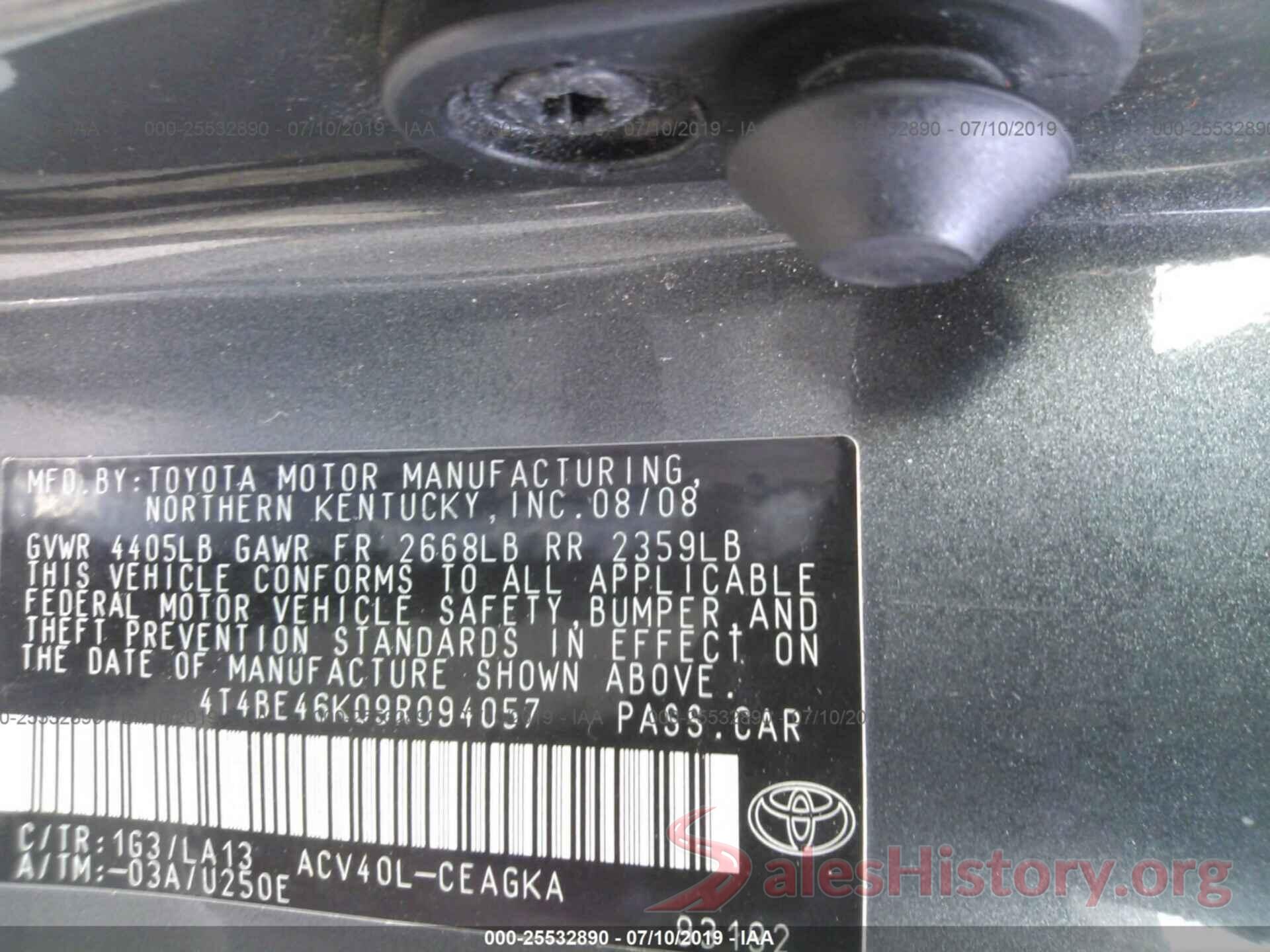 4T4BE46K09R094057 2009 TOYOTA CAMRY