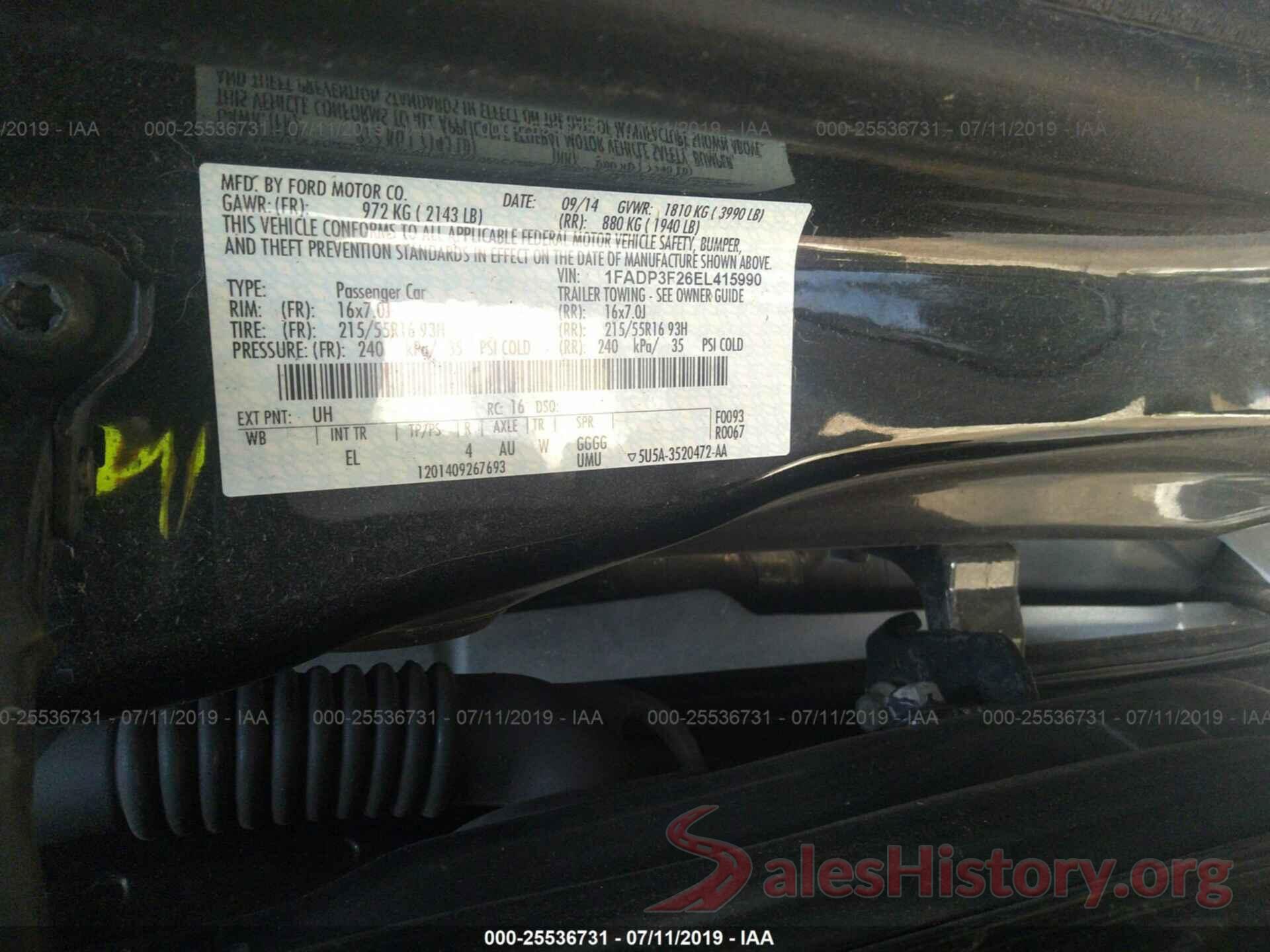 1FADP3F26EL415990 2014 FORD FOCUS