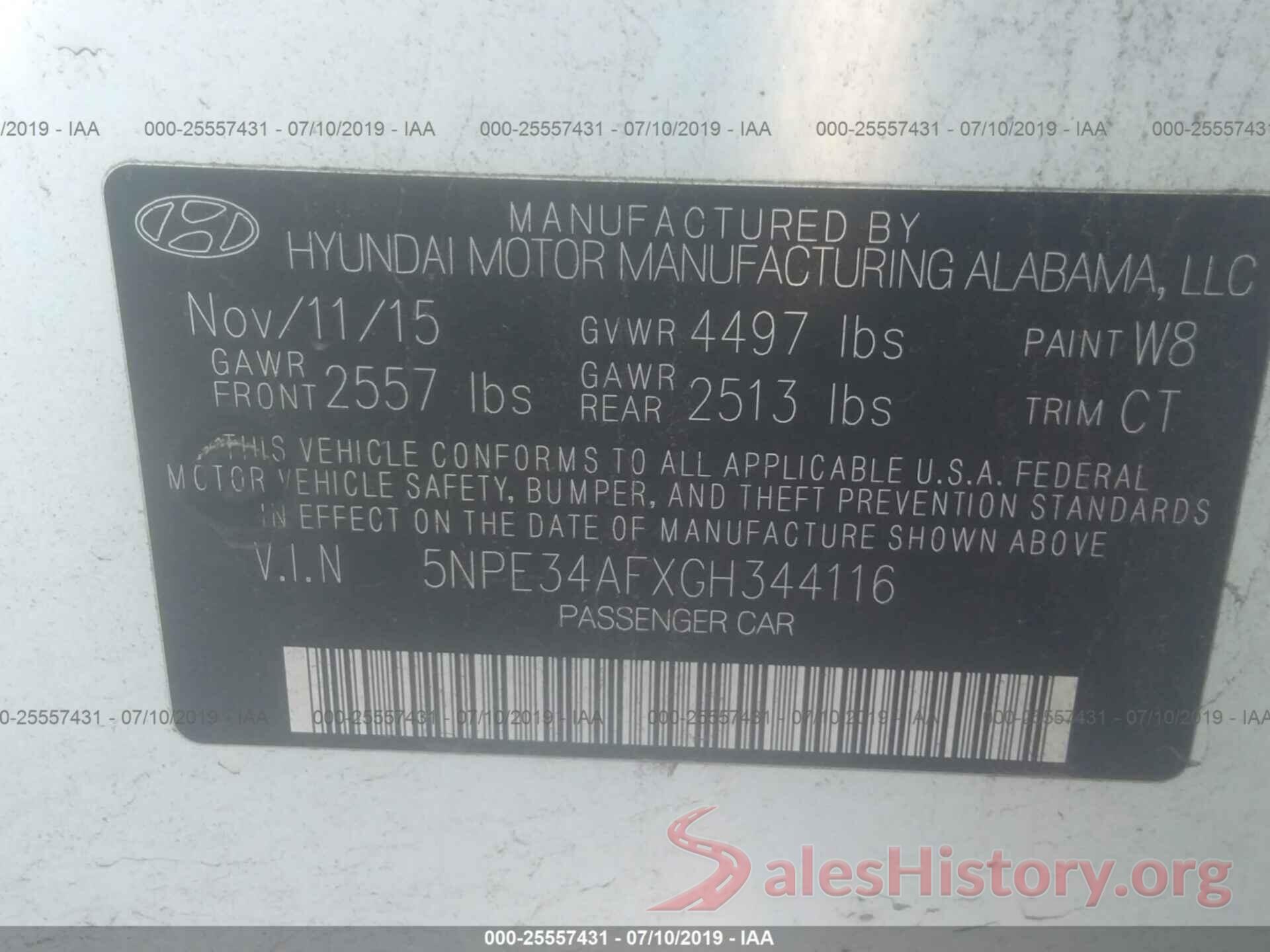 5NPE34AFXGH344116 2016 HYUNDAI SONATA