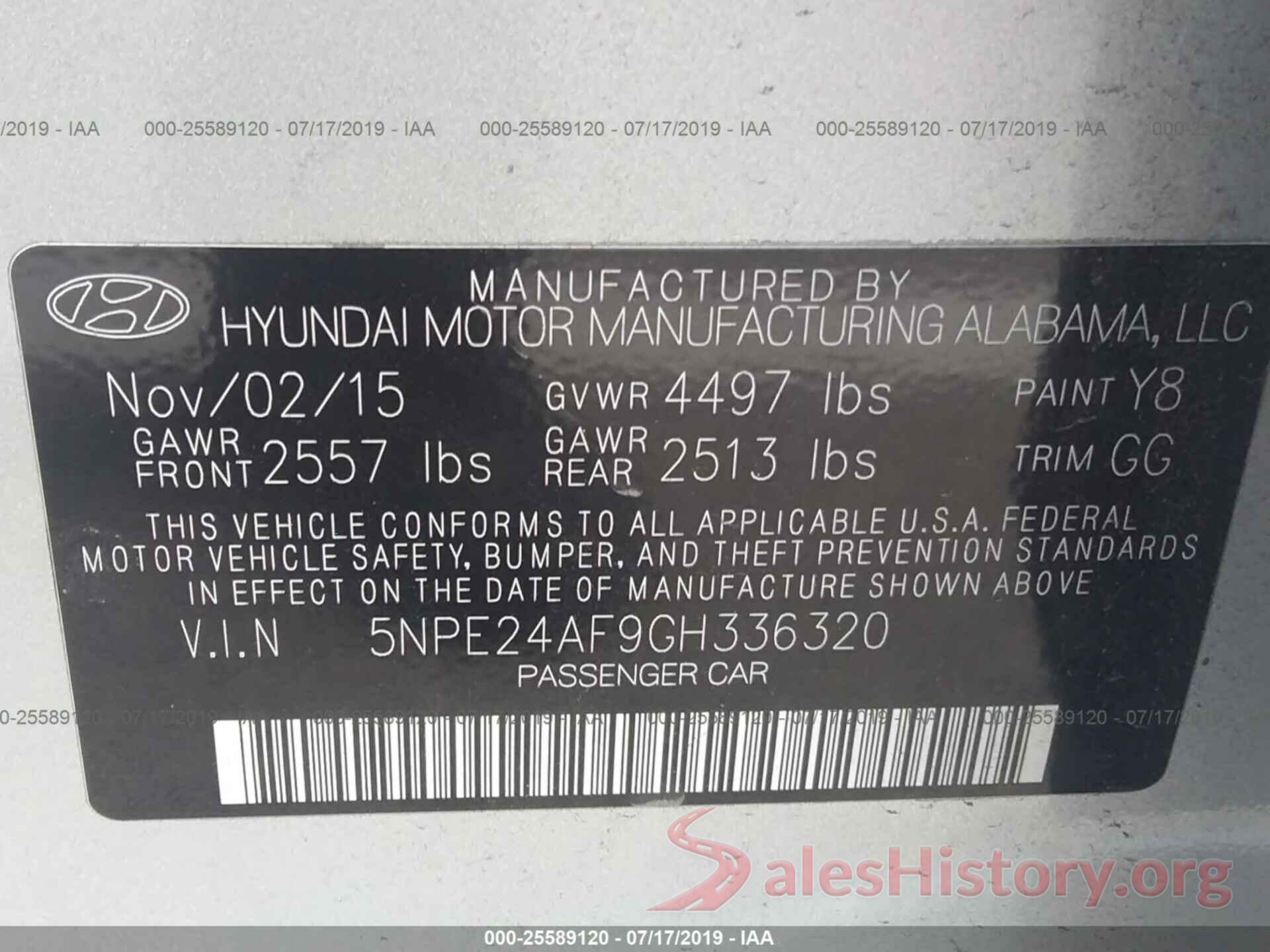 5NPE24AF9GH336320 2016 HYUNDAI SONATA