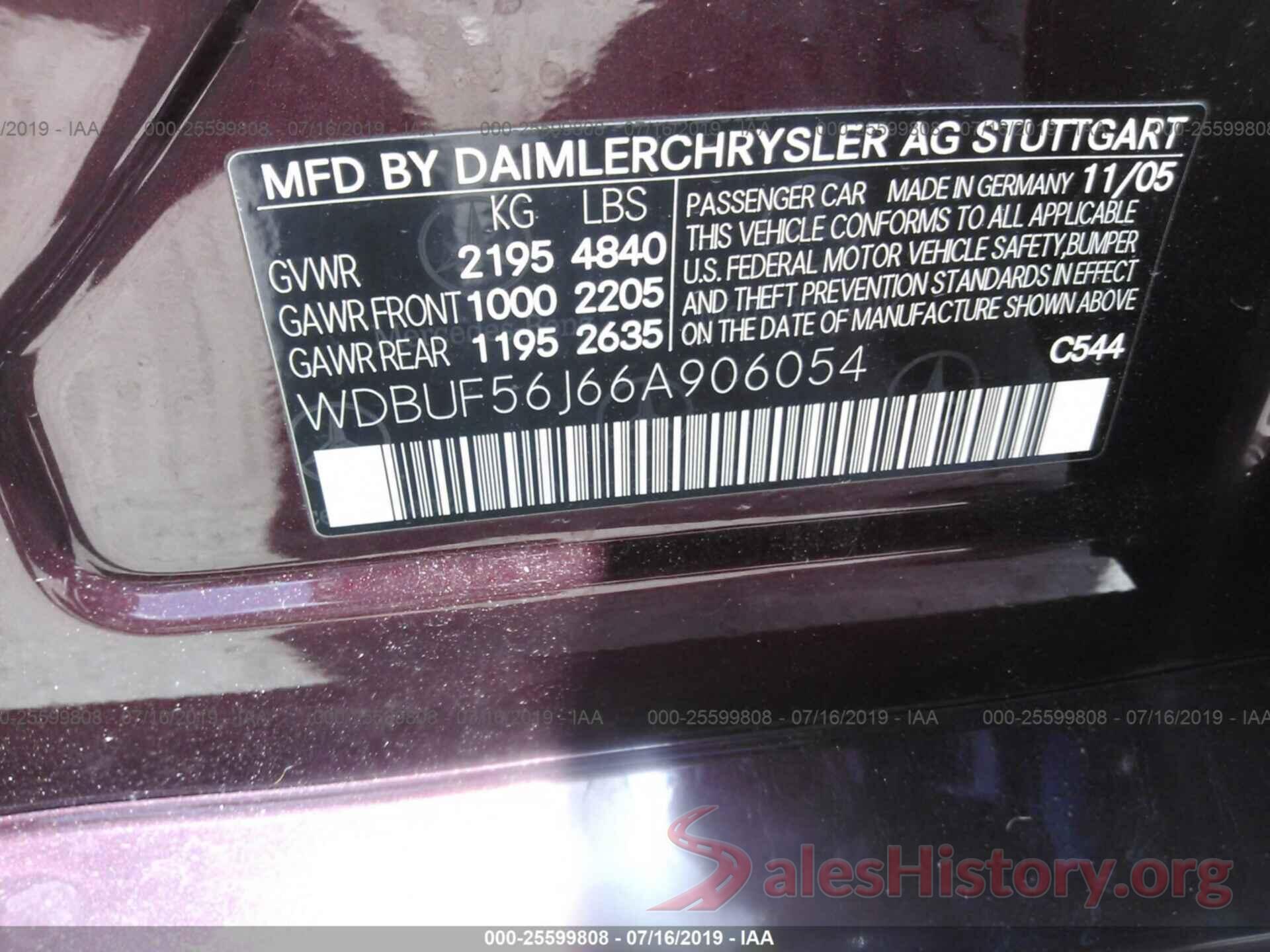 WDBUF56J66A906054 2006 MERCEDES-BENZ E