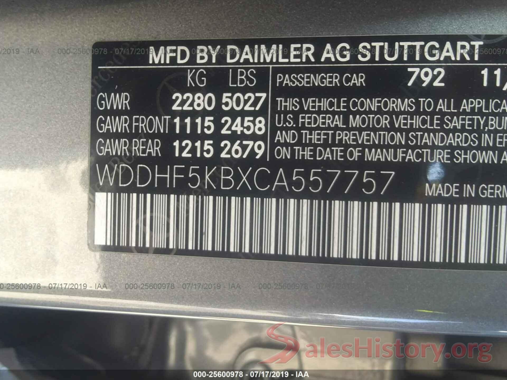 WDDHF5KBXCA557757 2012 MERCEDES-BENZ E