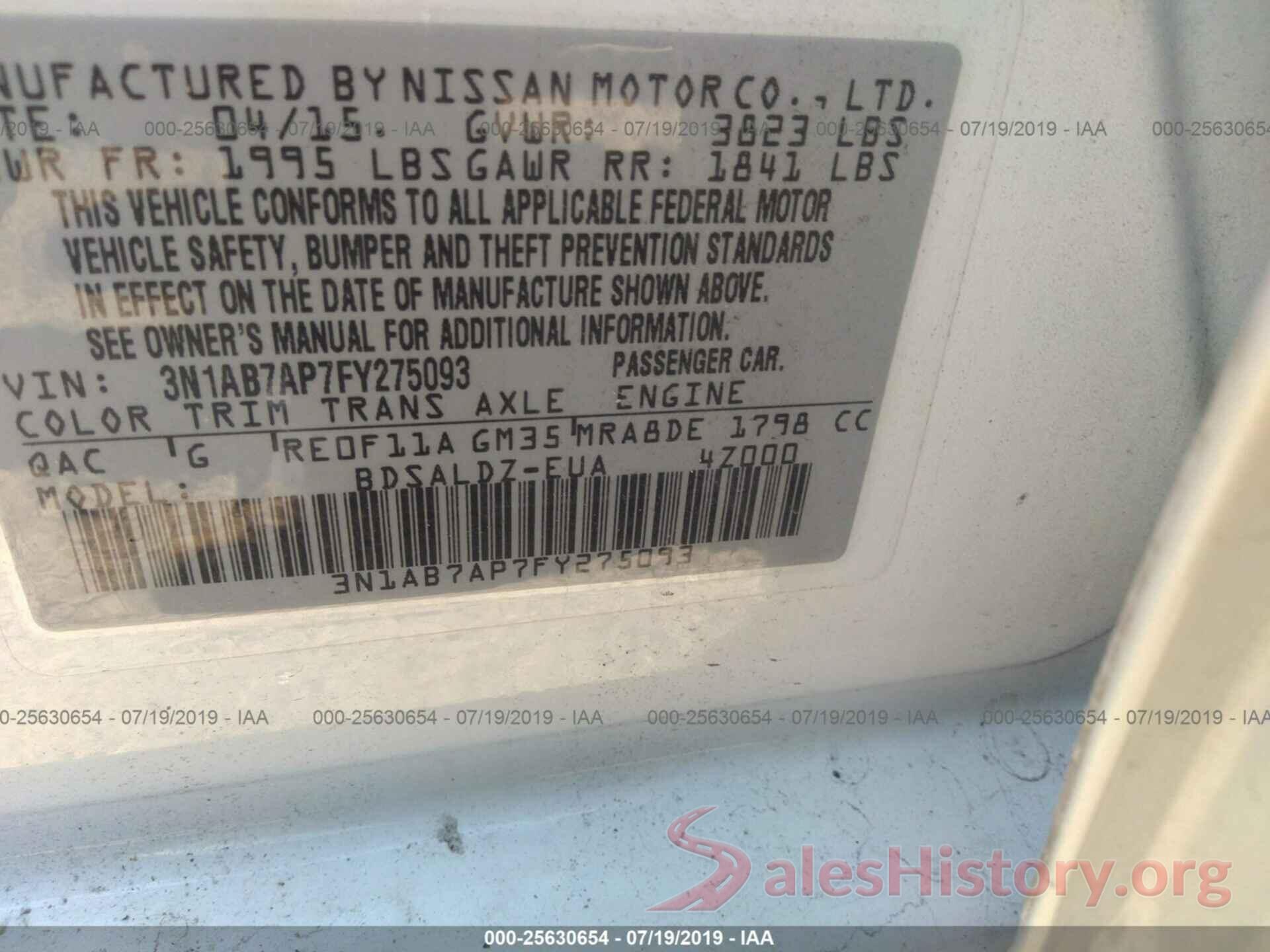 3N1AB7AP7FY275093 2015 NISSAN SENTRA