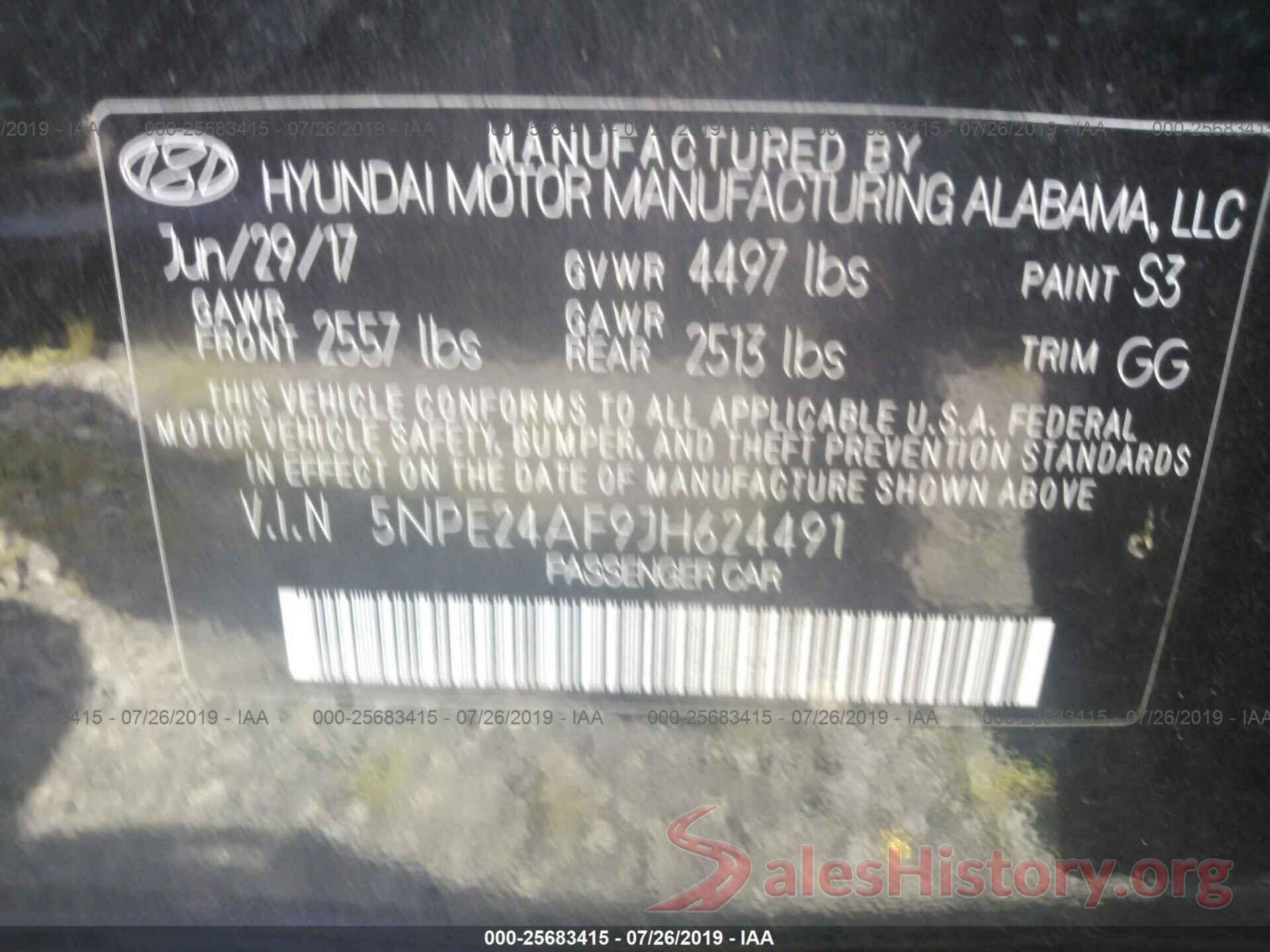 5NPE24AF9JH624491 2018 HYUNDAI SONATA