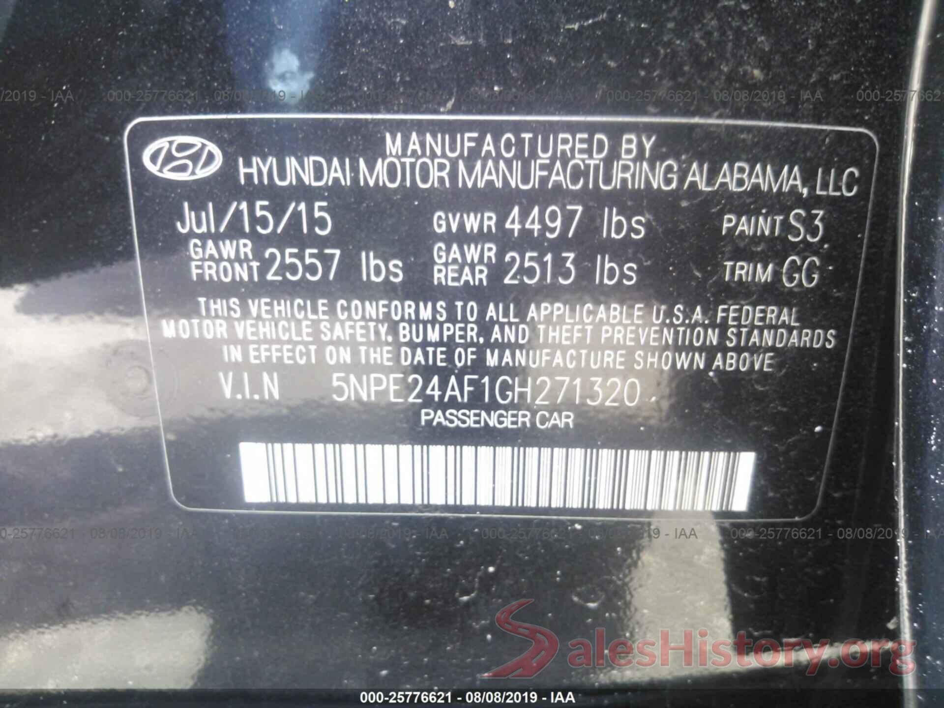 5NPE24AF1GH271320 2016 HYUNDAI SONATA