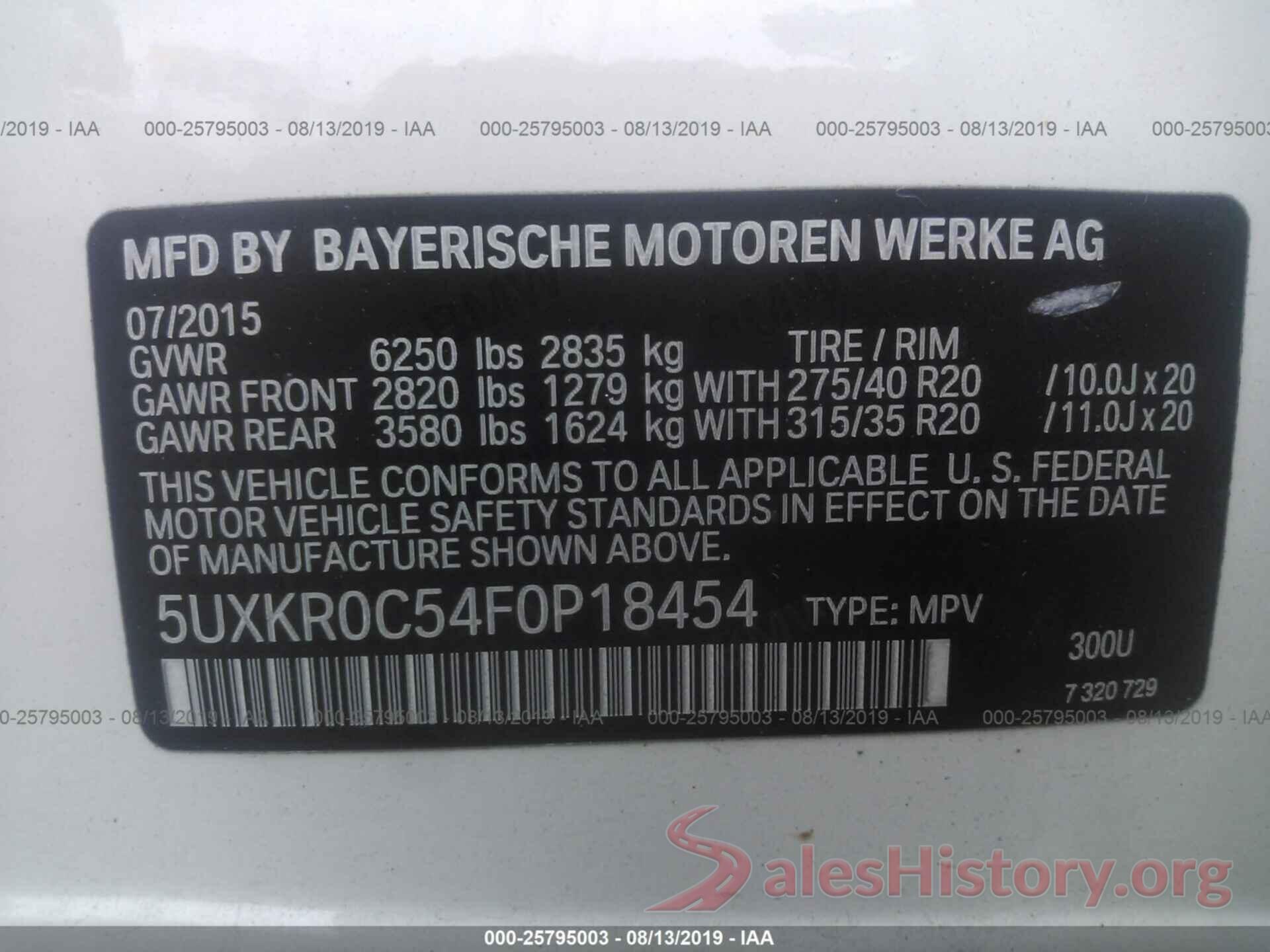 5UXKR0C54F0P18454 2015 BMW X5