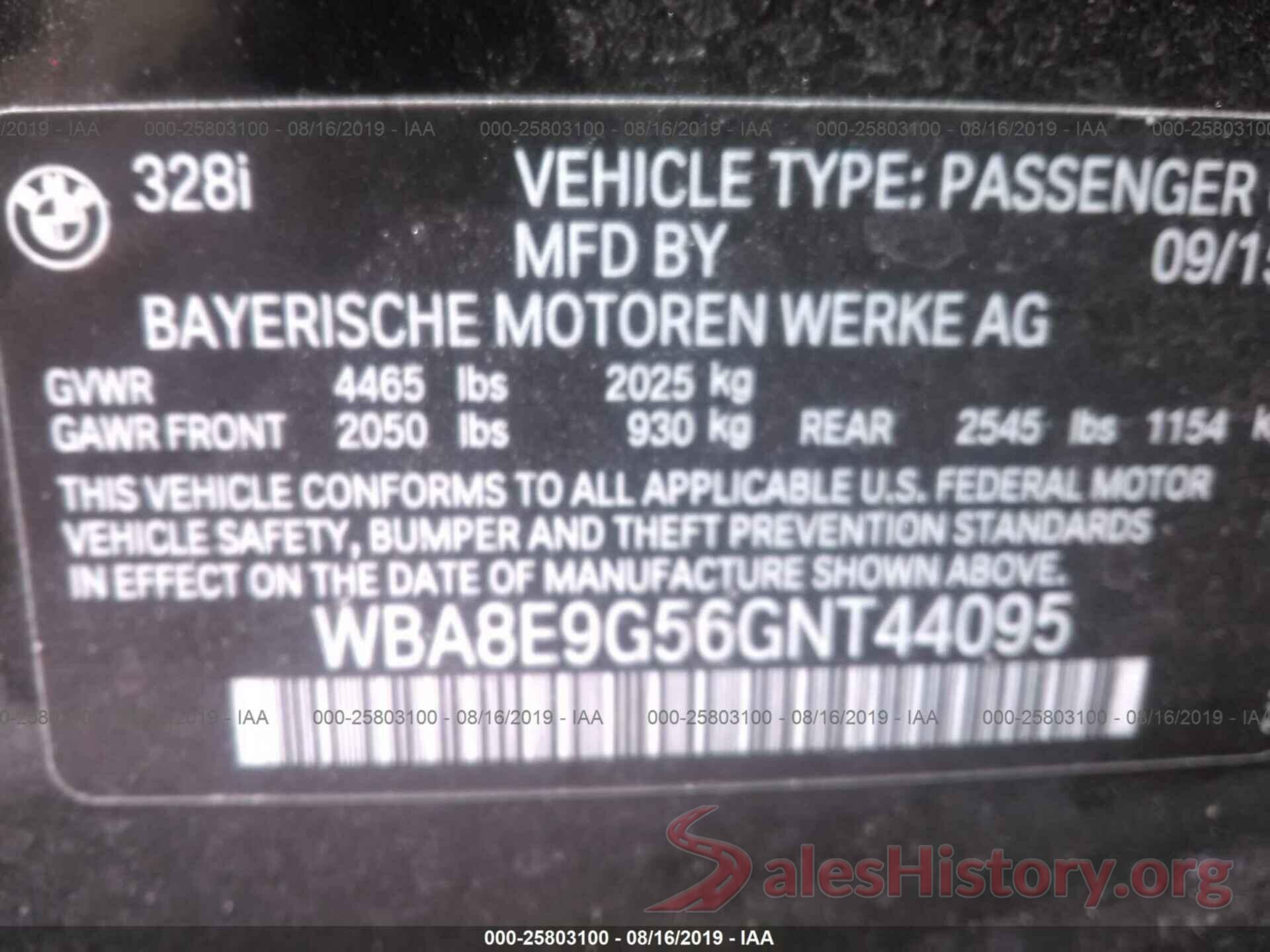 WBA8E9G56GNT44095 2016 BMW 328